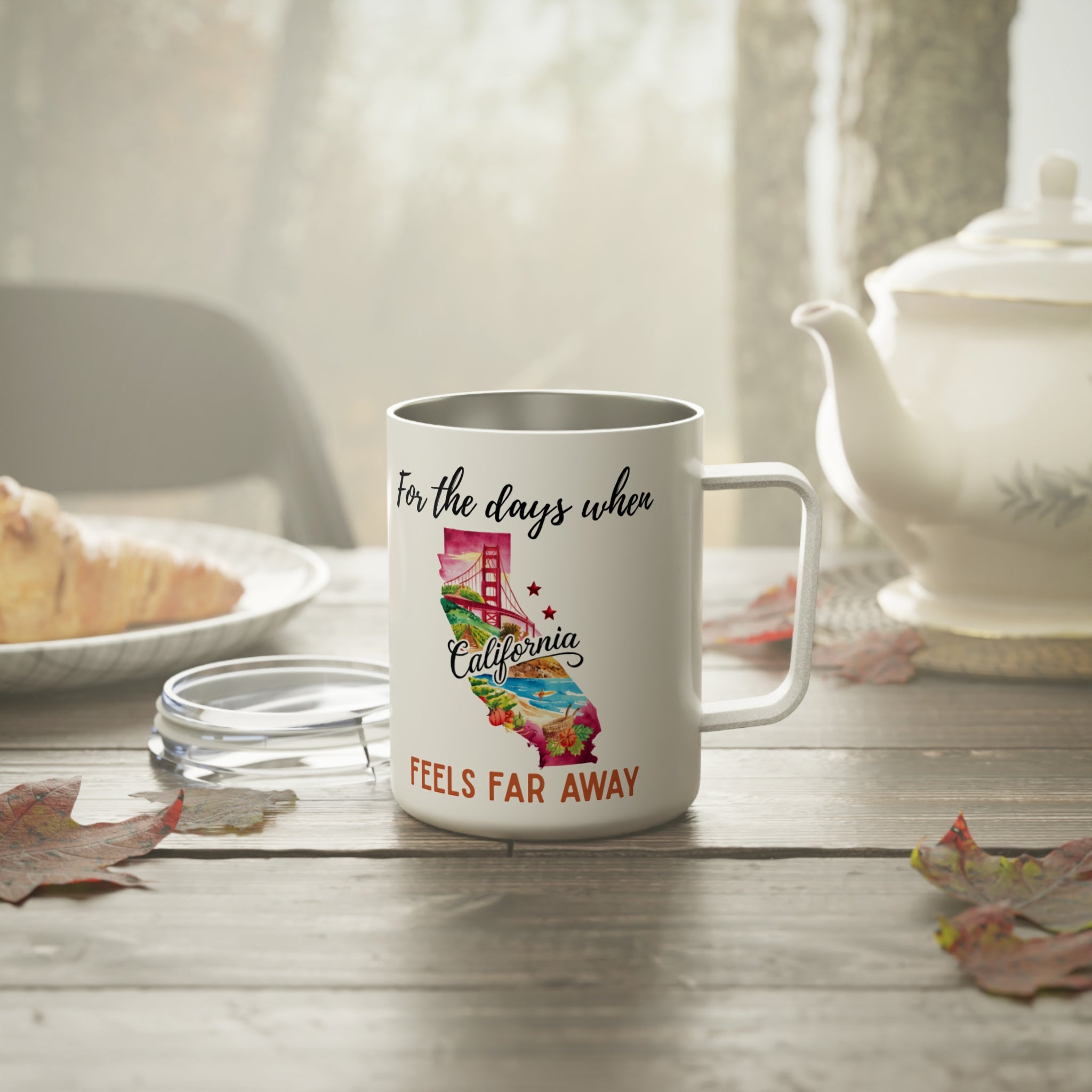 California feels far away Insulated Coffee Mug, Missing California Coffee tumbler, Homesick Mug