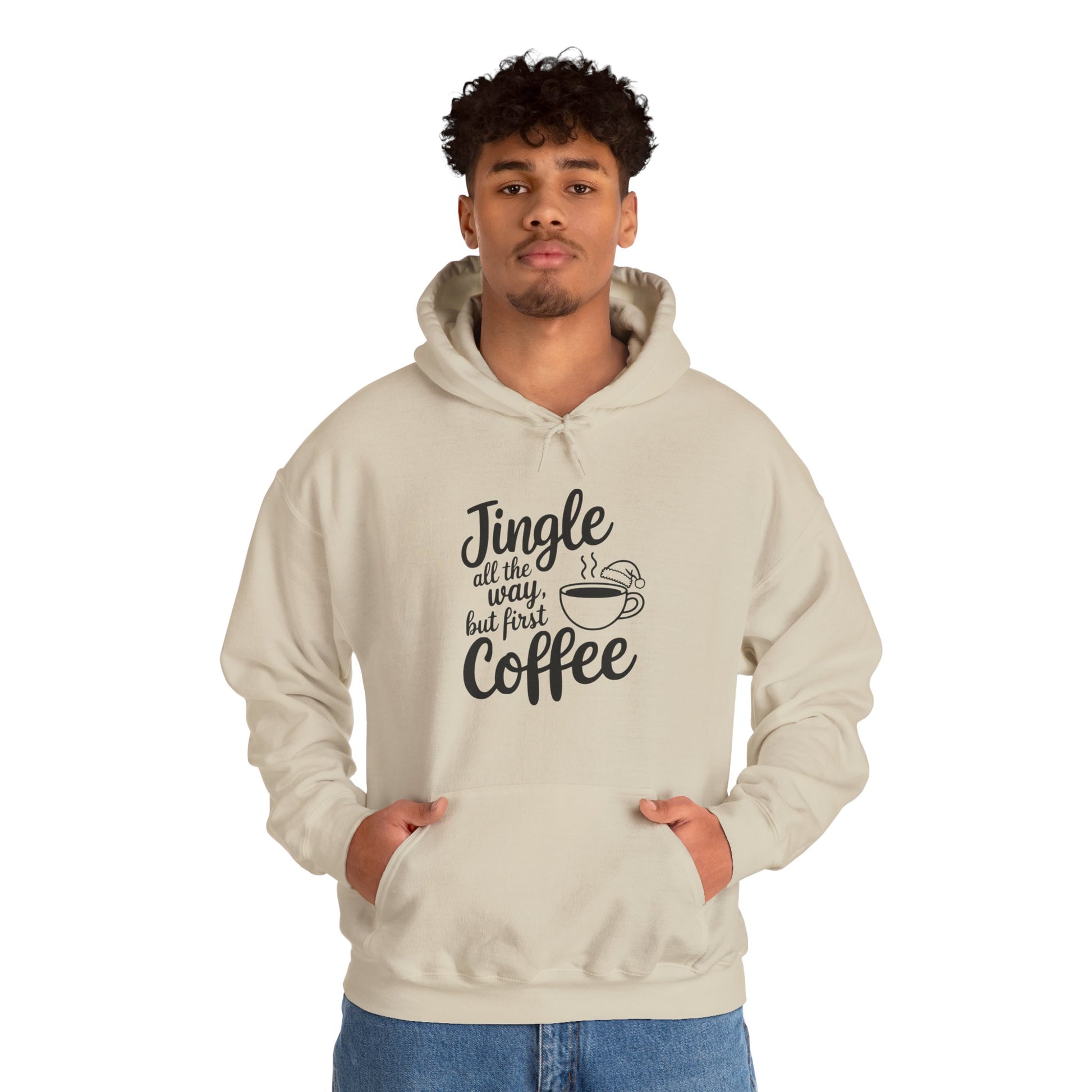 Jingle All the Way Coffee Hoodie, Gift for Coffee Lovers, Xmas Celebration Outfit
