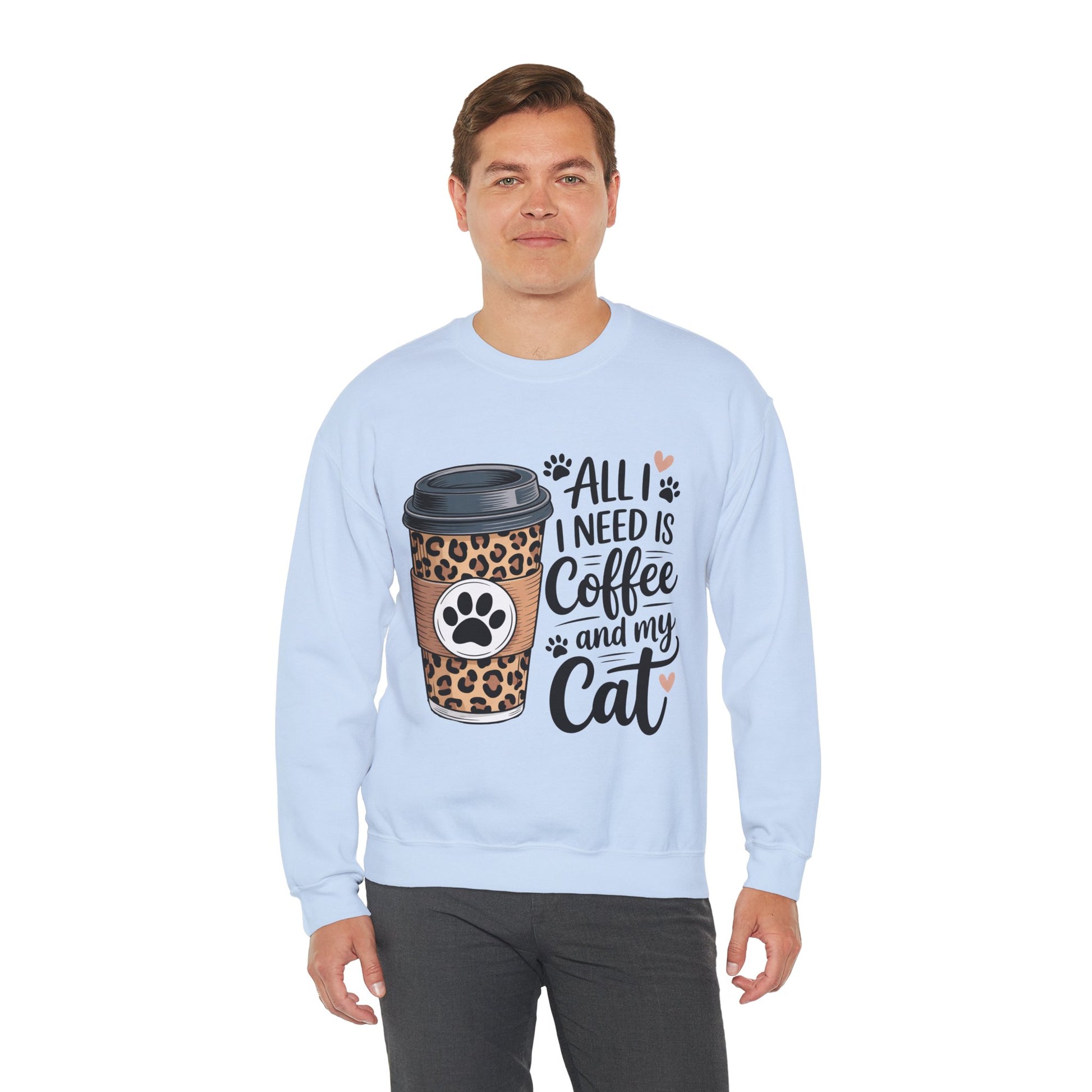 Coffee & Cat Lover Sweatshirt, Animal Lover Crewneck, All I need is Coffee and my cat Sweatshirt