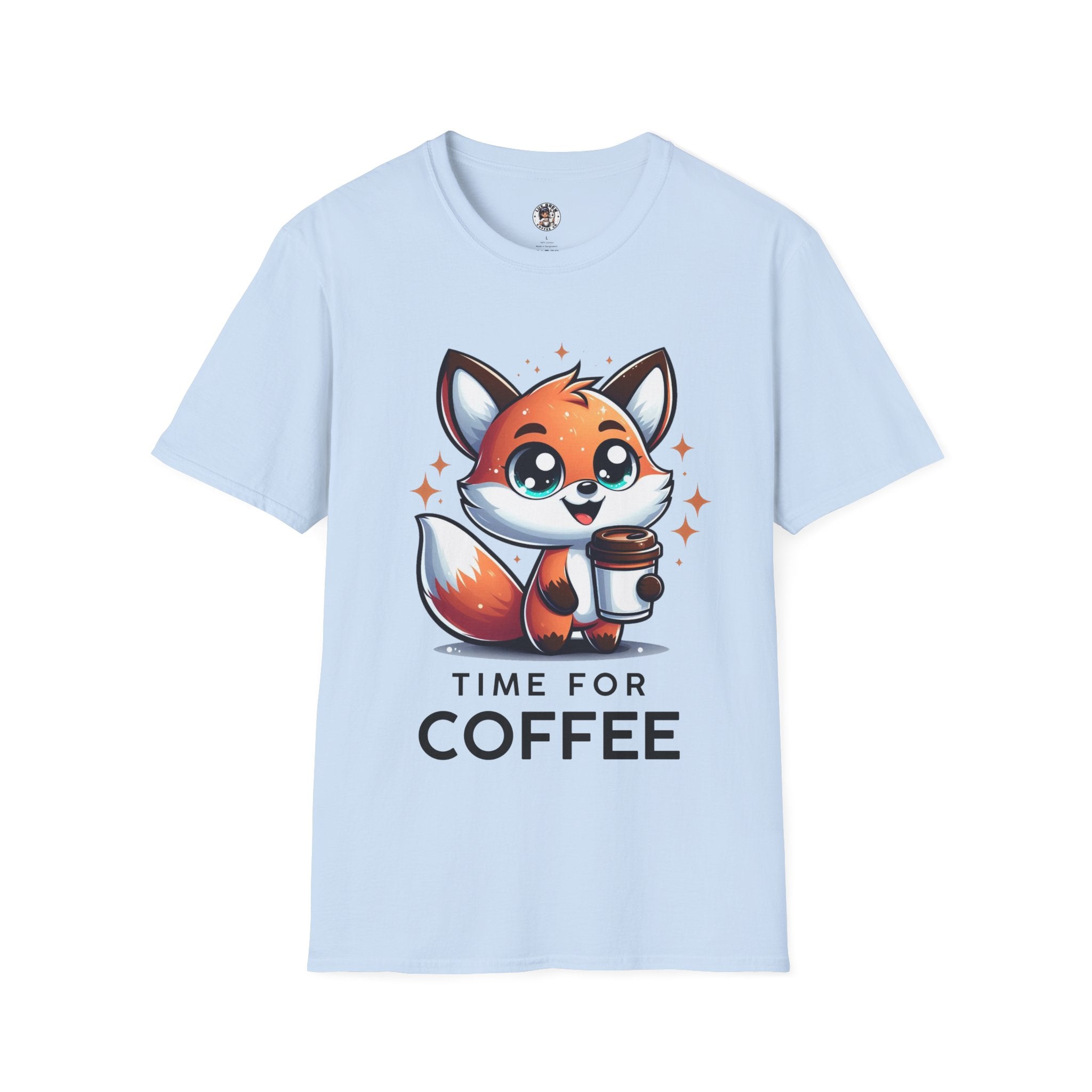 Time For Coffee Cute Fox Unisex Softstyle T-Shirt