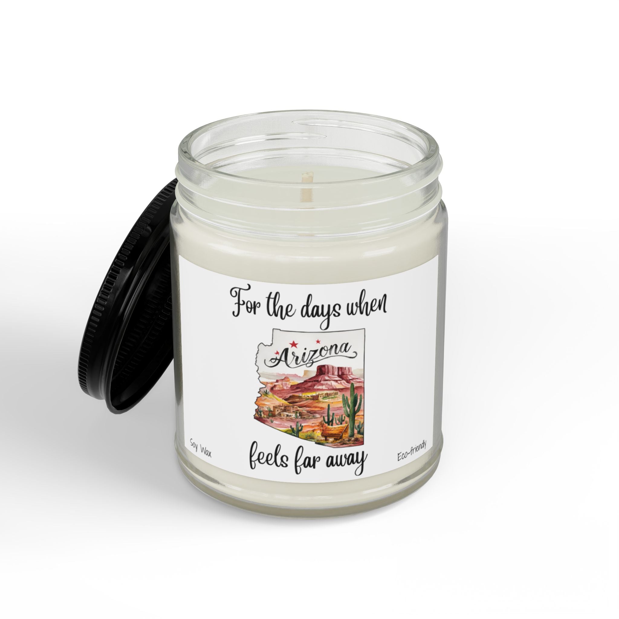 For the days when Arizona feels far away, Homesick Gift, State Candle, Arizona Souvenir, Scented Soy Candles Black Lid, Eco-friendly Gift