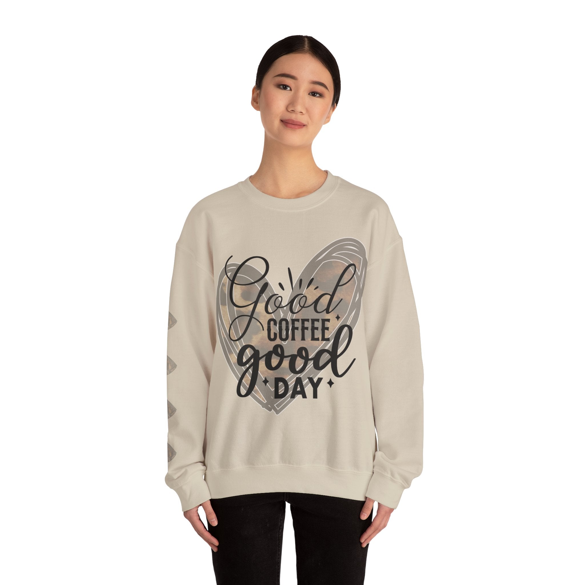Good Coffee Good Day Crewneck Sweatshirt, Coffee Lovers Sweatshirt, Gift for her, Cute Sweatshirt, Leopard Heart Sweatshirt