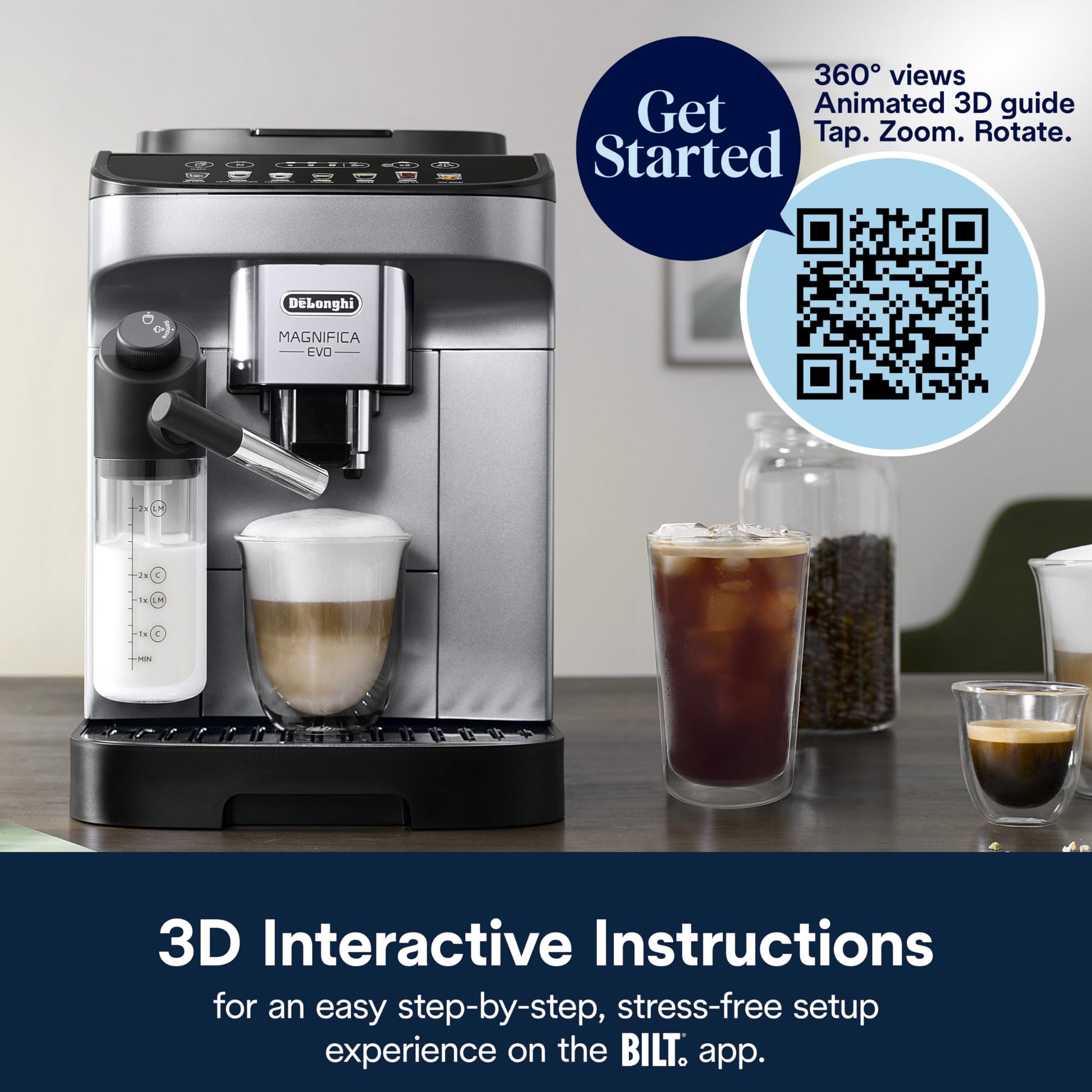 De'Longhi Magnifica Evo Automatic Espresso & Coffee Machine with Auto Milk Frother, Built-in Grinder & Auto-Clean Function - For Latte, Cappuccino, Americano, Iced Coffee, ECAM29084SB