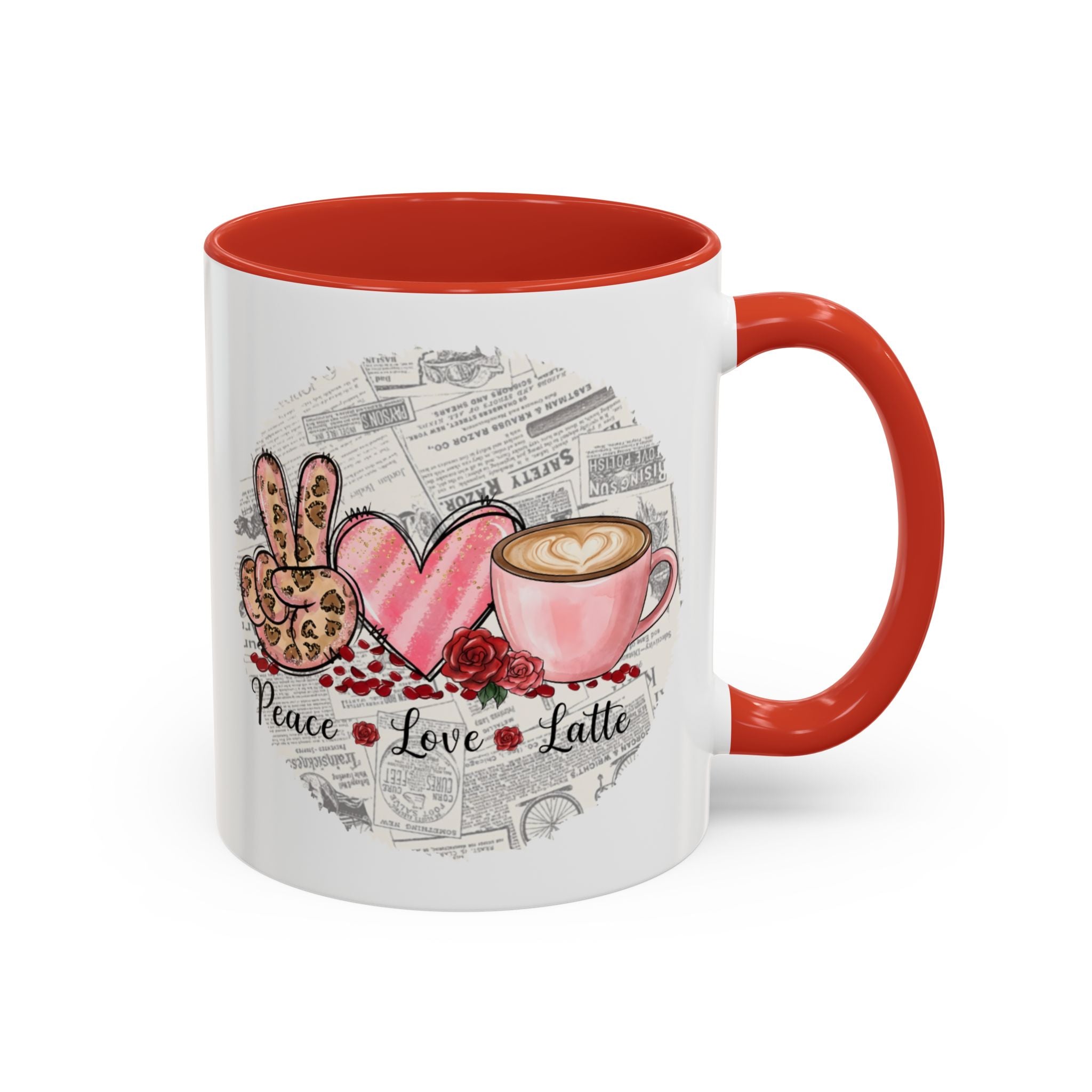 Peace Love Latte Coffee Mug (11, 15oz), Mug for Coffee Lovers, Gift for her for him, Coworker gift ideas, Valentine Coffee Mug, Cute Mug
