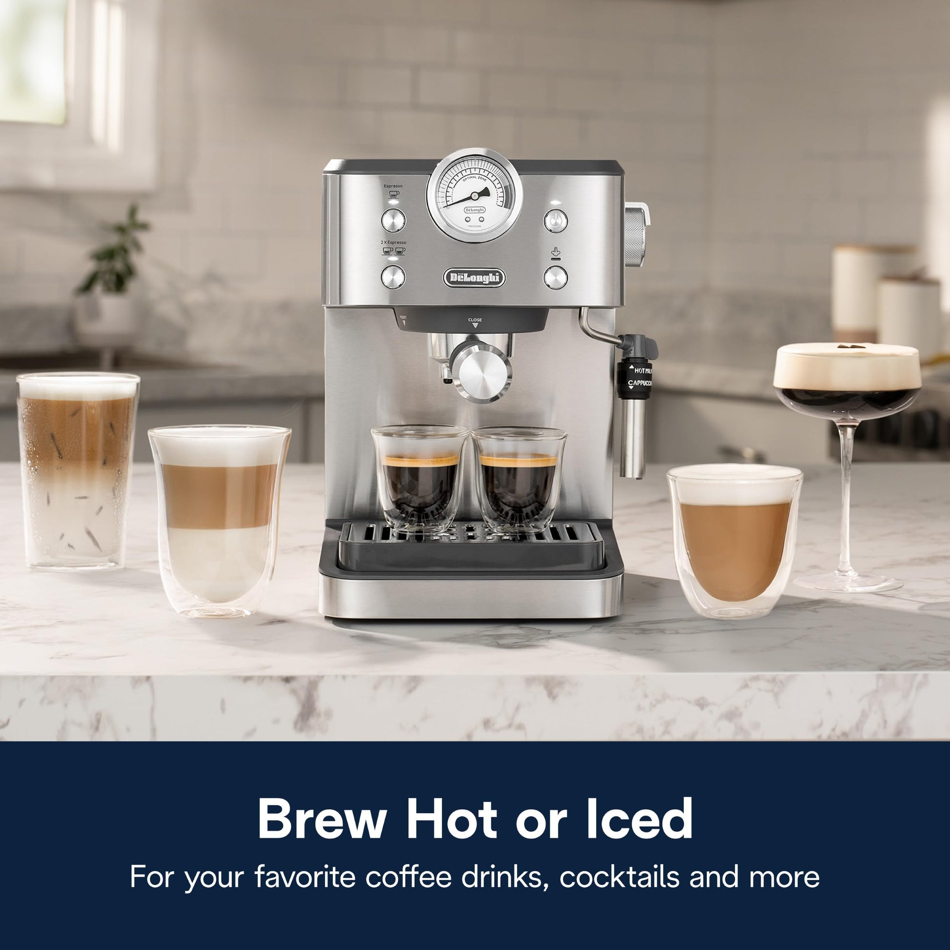 De’Longhi Linea Classic Espresso Machine with Milk Frother, 15-Bar Pump & Temperature Control - Barista Coffee Maker Kit for Espresso, Latte, Cappuccino & Iced Coffee - Italian Stainless Steel Design