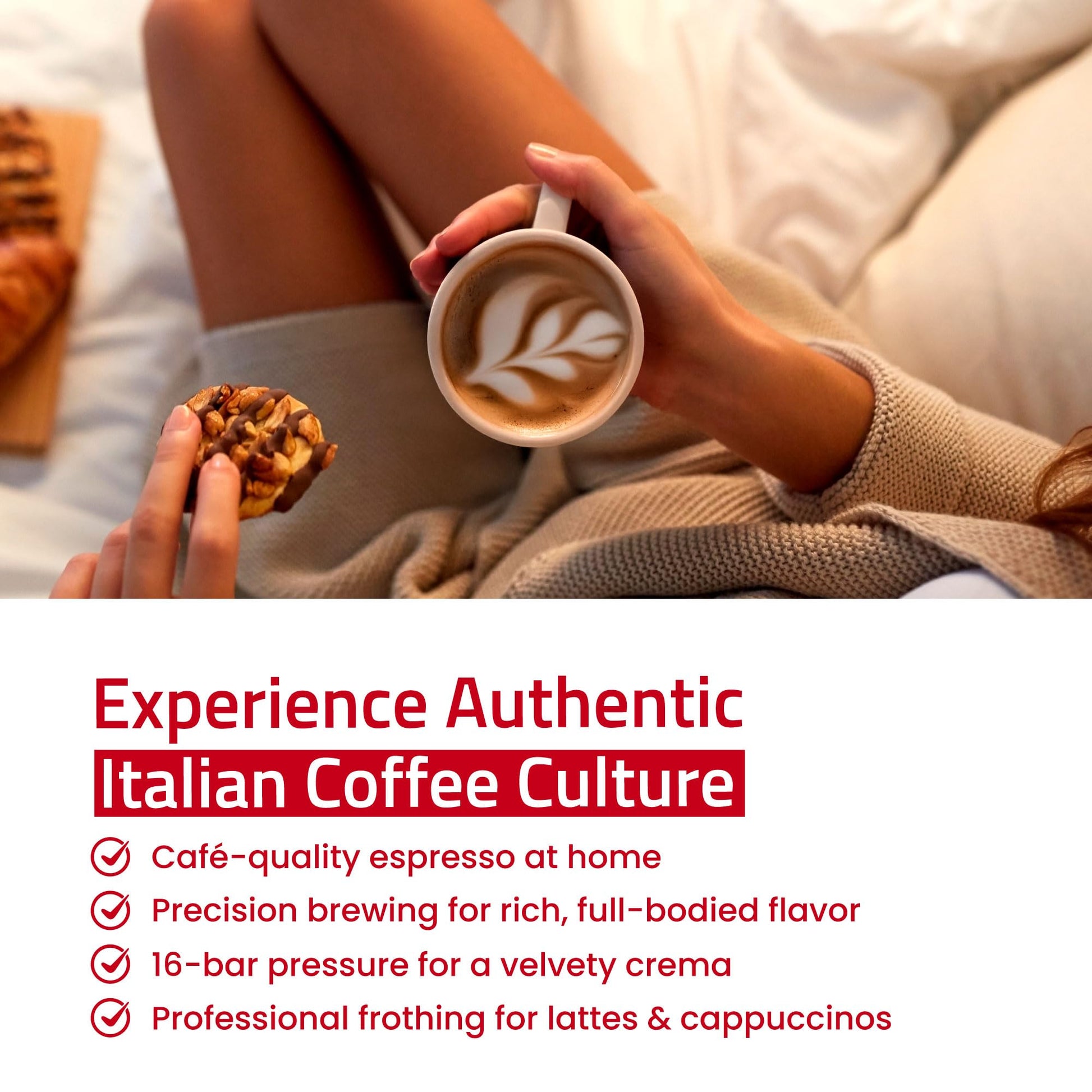 La Pavoni Domus Bar Espresso/Cappuccino Machine - Built-in Conical Burr Grinder with 7 Settings - Stainless Steel Body - 2.7L Water Reservoir - Turbo Steam Wand & Marine Brass Boiler - Made in Italy