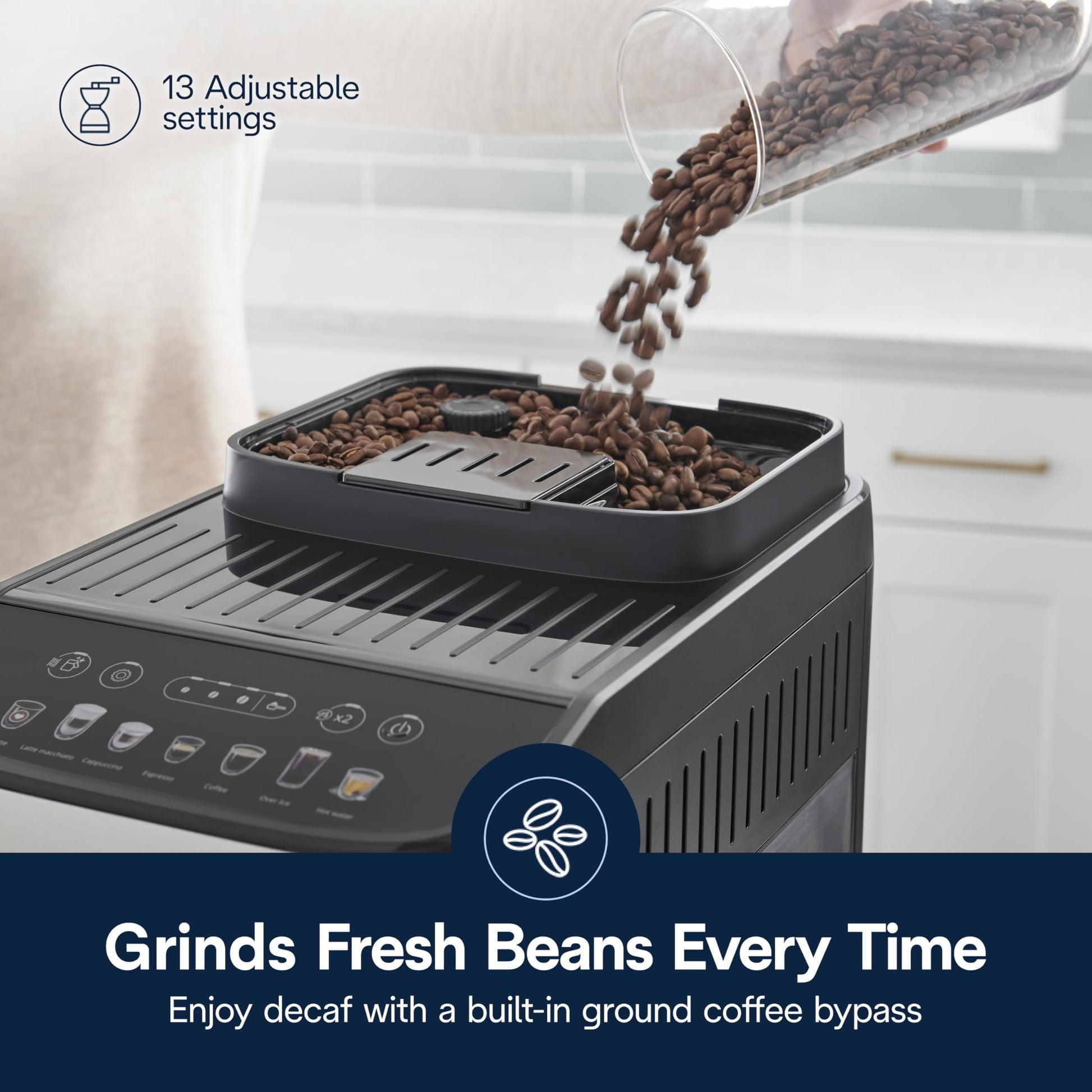 De'Longhi Magnifica Evo Automatic Espresso & Coffee Machine with Auto Milk Frother, Built-in Grinder & Auto-Clean Function - For Latte, Cappuccino, Americano, Iced Coffee, ECAM29084SB