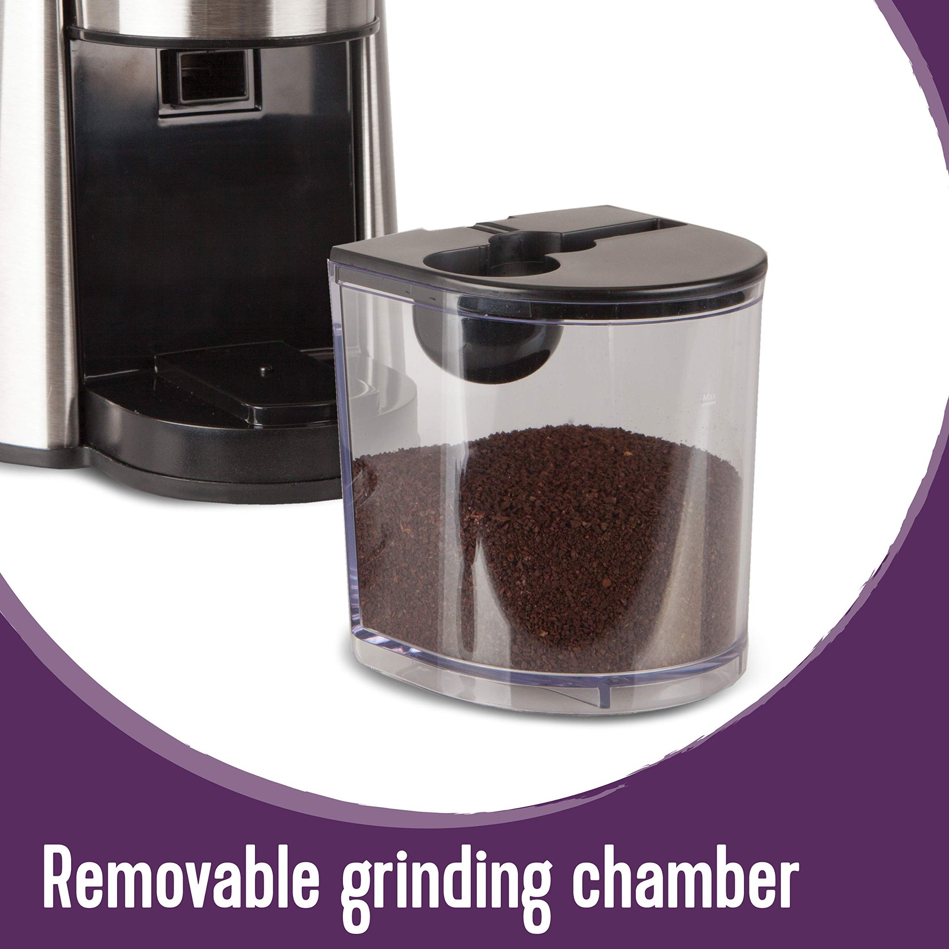 Mr. Coffee Automatic Burr Mill Coffee Grinder with 18 Custom Grinders Silver