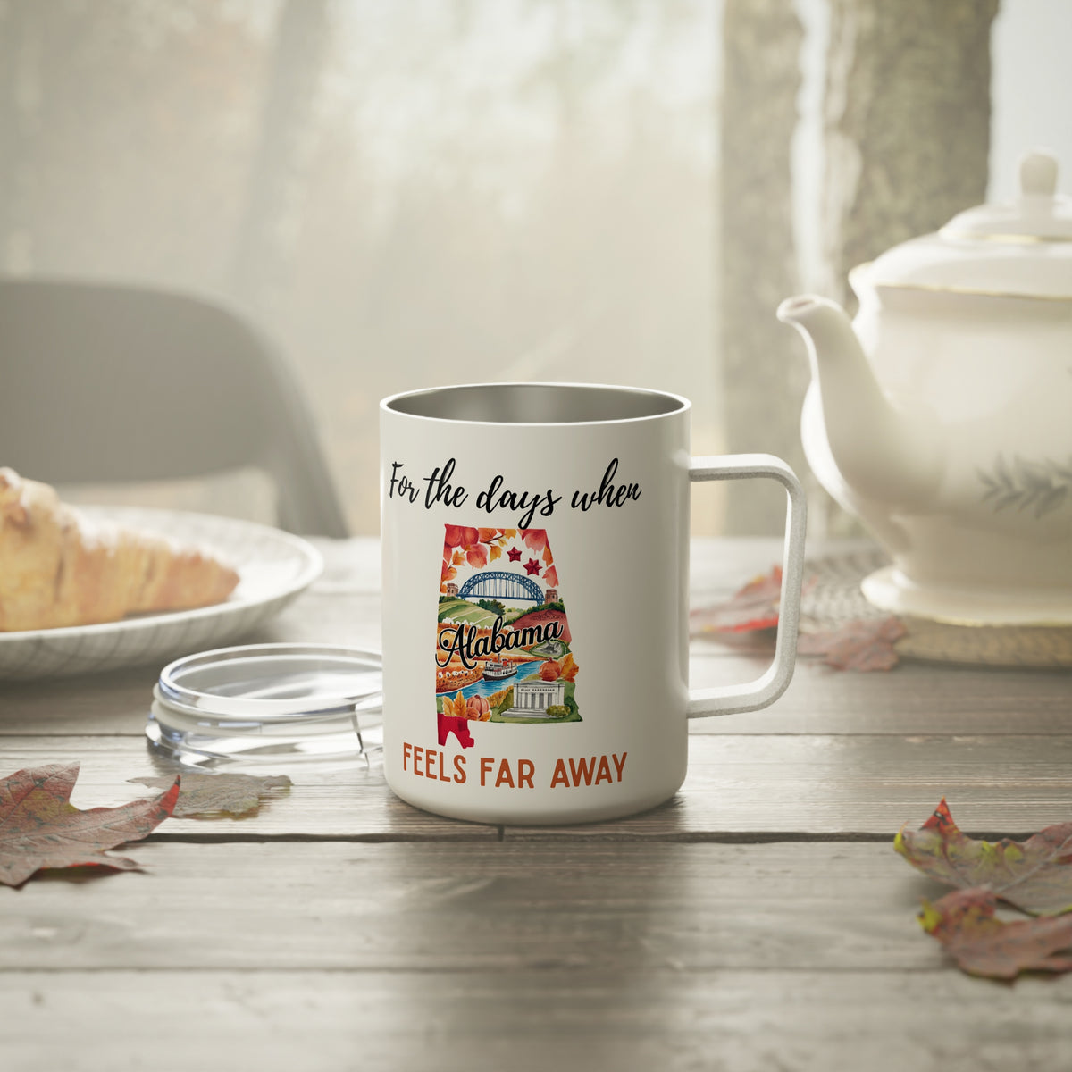 Alabama feels far away Insulated Coffee Mug, Missing Alabama Coffee tumbler, Homesick Mug