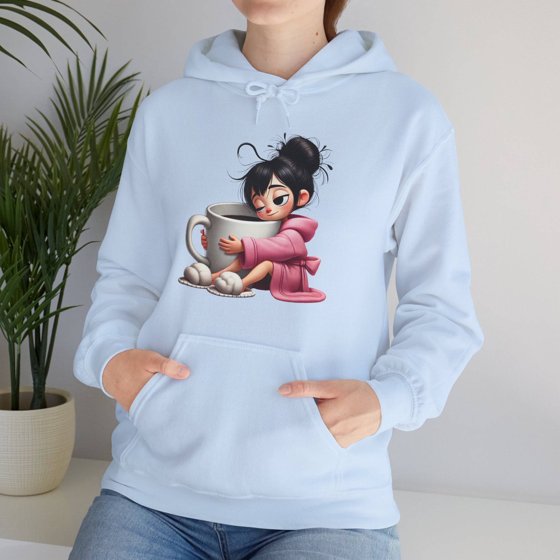 Cozy Coffee Lover Hoodie - Cute Cartoon Design for Chill Days