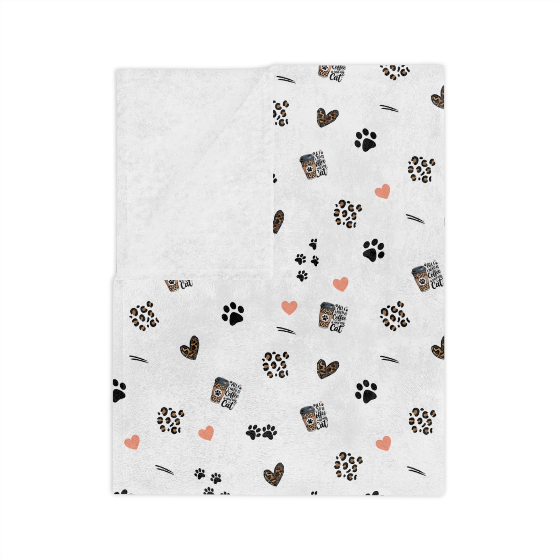All I need is Coffee and my cat cozy decorative blanket, Cute Patterned Throw for Home, Soft Fleece Blanket, Living Room Decor