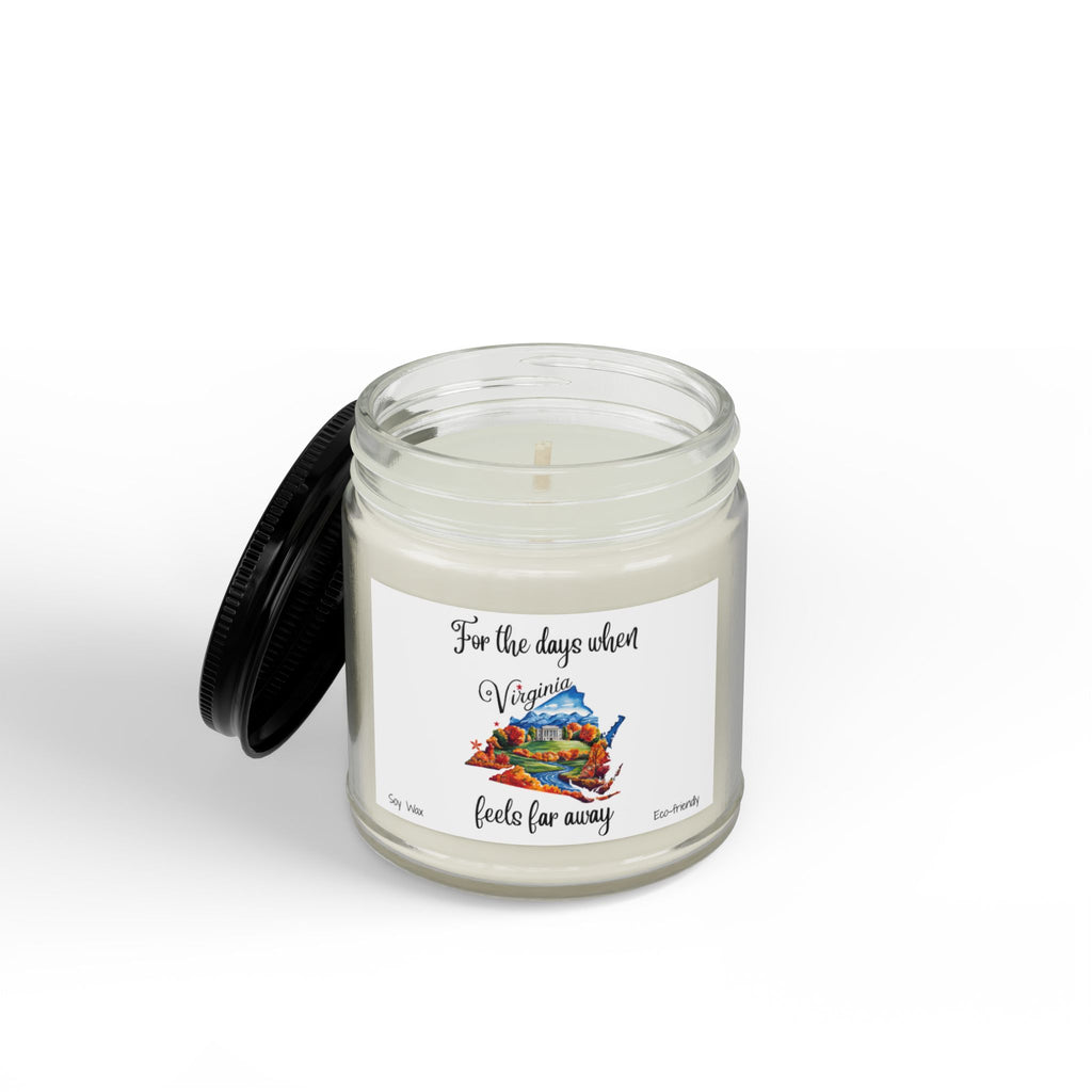 When Virginia feels far away, Homesick Virginia Gift, State Candle, Virginia Souvenir, Scented Soy Candles Black Lid, Eco-friendly Gift