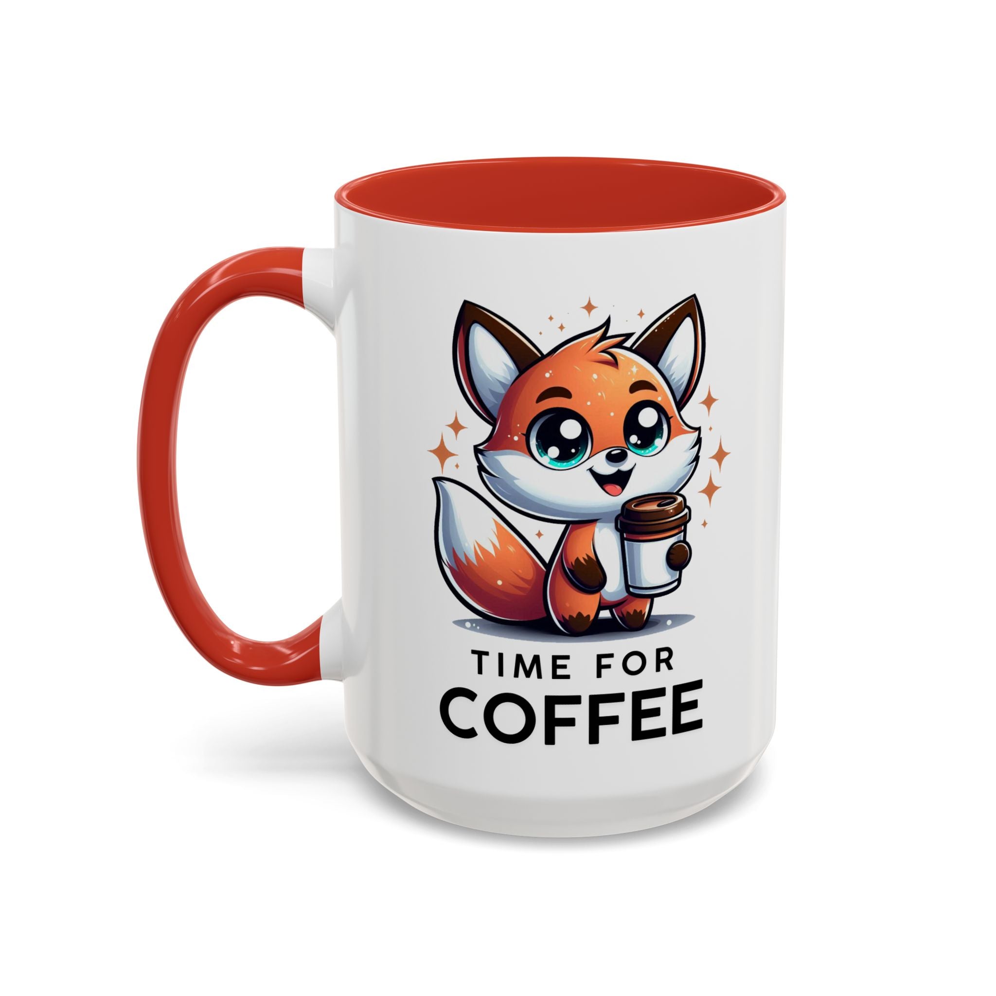 Cute Fox Coffee Mug - Time for Coffee, Animal Lover Gift, Fun Kitchenware, Personalize for Birthdays, Office Decor