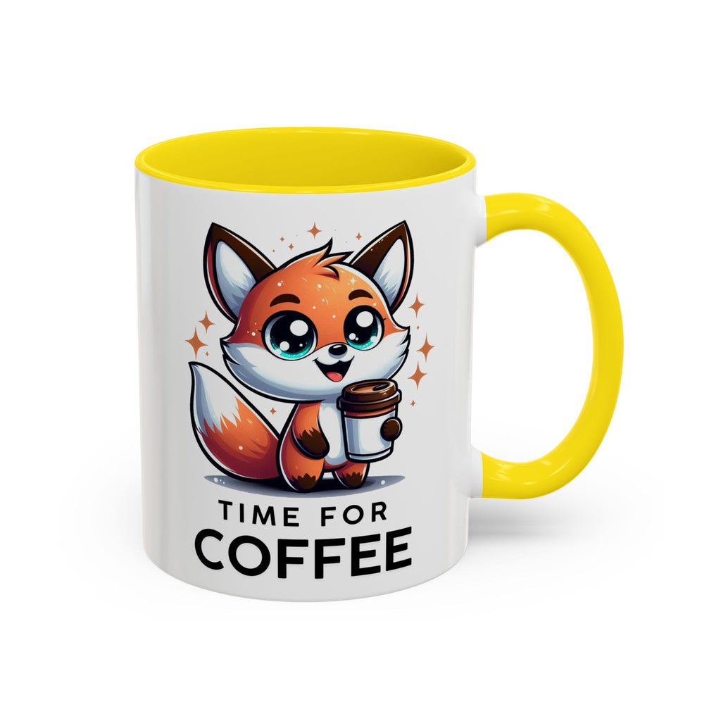Cute Fox Coffee Mug - Time for Coffee, Animal Lover Gift, Fun Kitchenware, Personalize for Birthdays, Office Decor