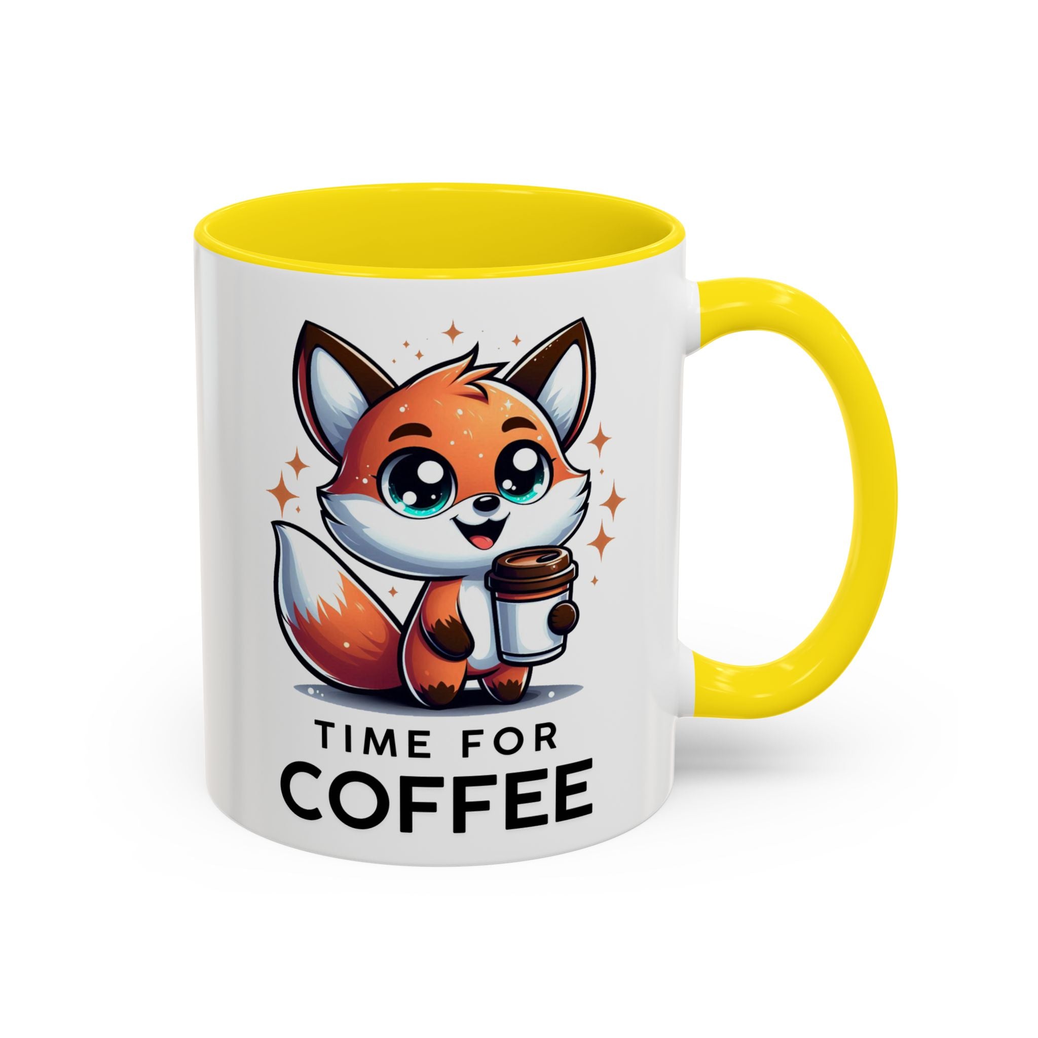 Cute Fox Coffee Mug - Time for Coffee, Animal Lover Gift, Fun Kitchenware, Personalize for Birthdays, Office Decor