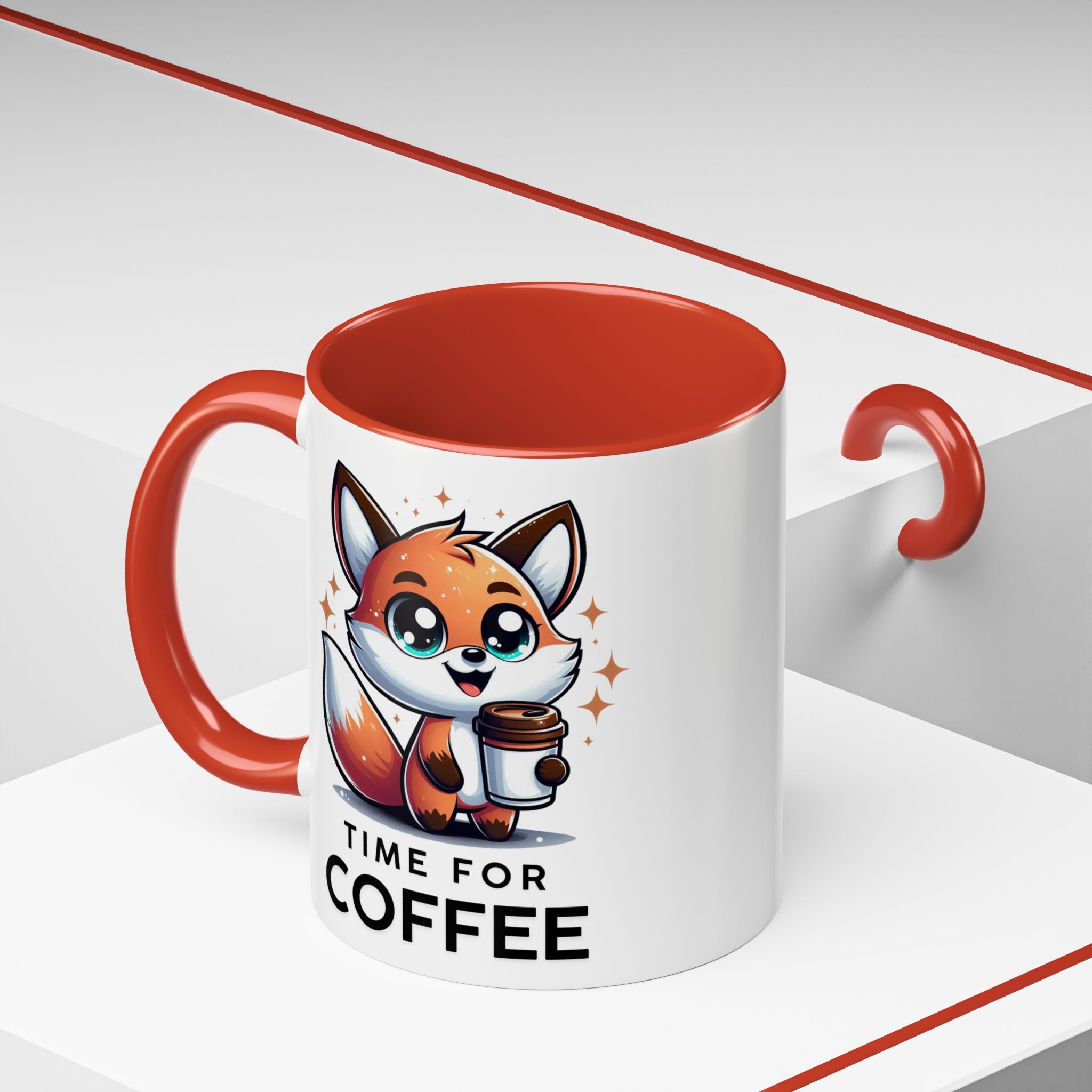 Cute Fox Coffee Mug - Time for Coffee, Animal Lover Gift, Fun Kitchenware, Personalize for Birthdays, Office Decor