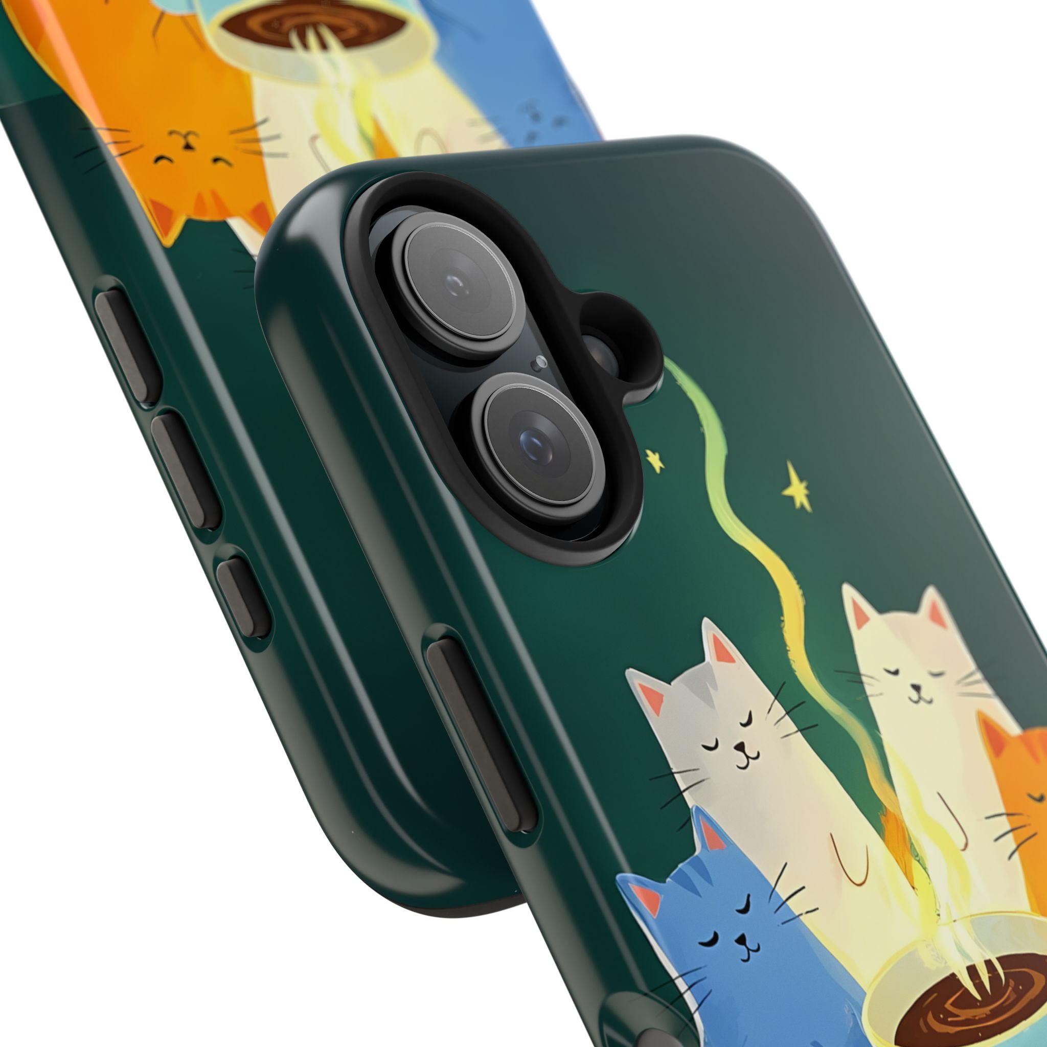 Whimsical Cats Tough Phone Cases, Phone Case gift for friends and family, Coffee Lovers Phone Case