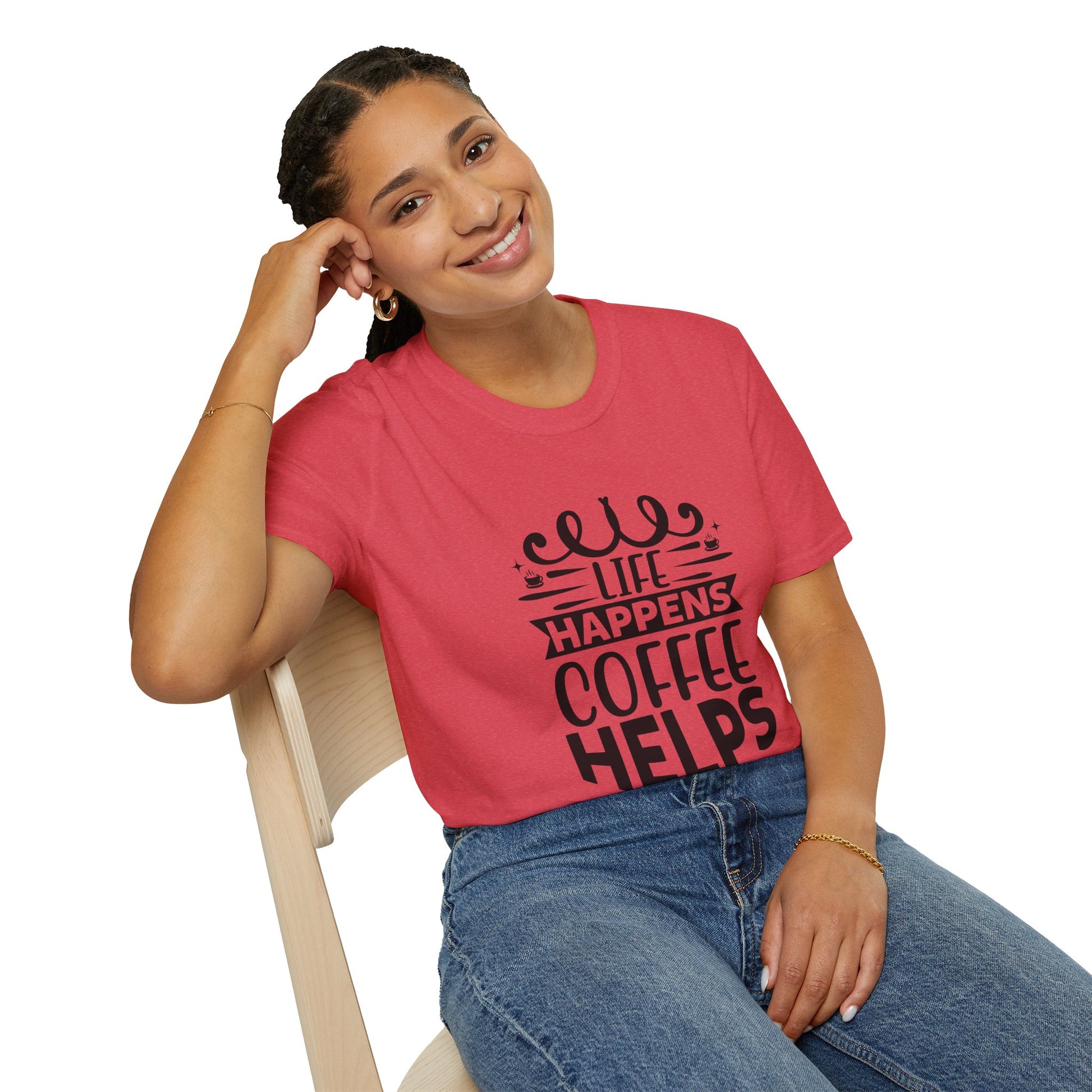 Life Happens Coffee Helps Unisex T-Shirt, T-Shirt for Coffee Lovers