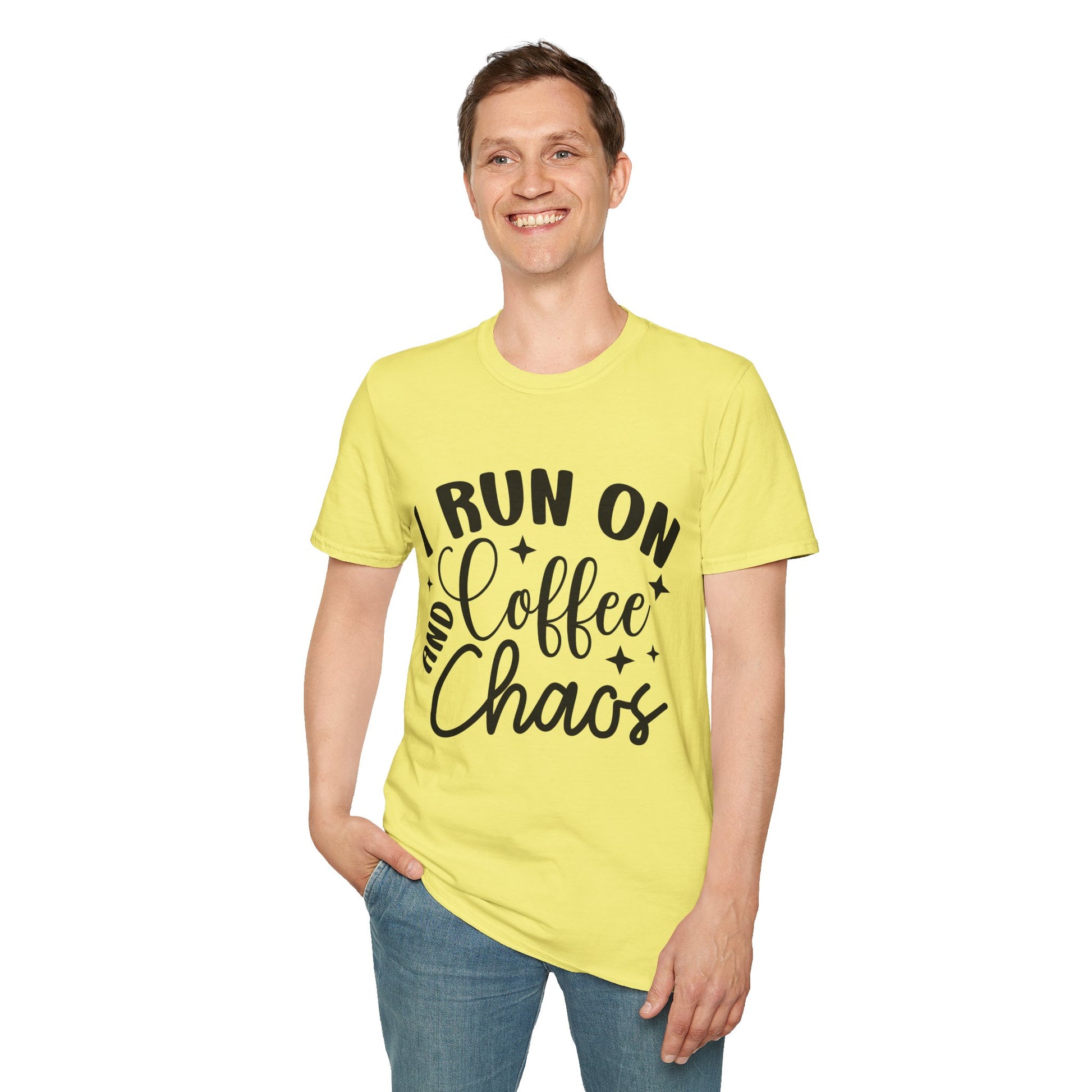 I Run on Coffee and Chaos Unisex T-Shirt, Coffee Lovers T-Shirt