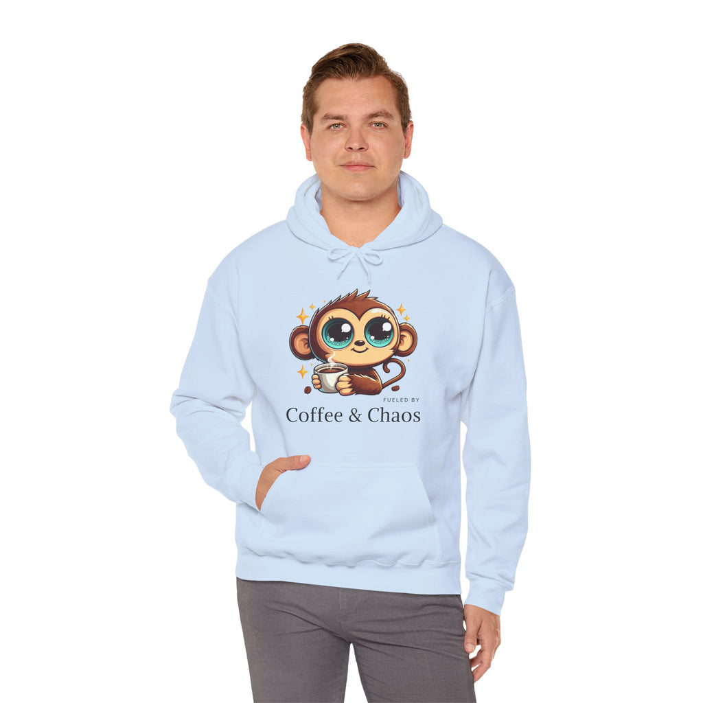 Coffee & Chaos Hoodie, Unisex Sweatshirt, Cute Monkey Hoodie, Fun Coffee Sweatshirt, Comfy Casual Hoodie, Gift for Coffee Lovers
