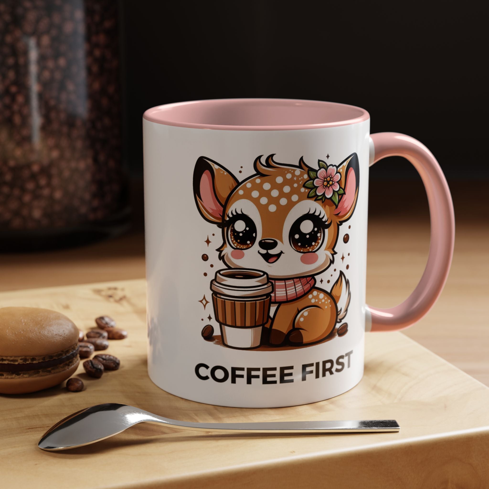 Cute Coffee Mug, Coffee First, Animal Lover Gift, Kawaii Mug, Adorable Animal Coffee Cup