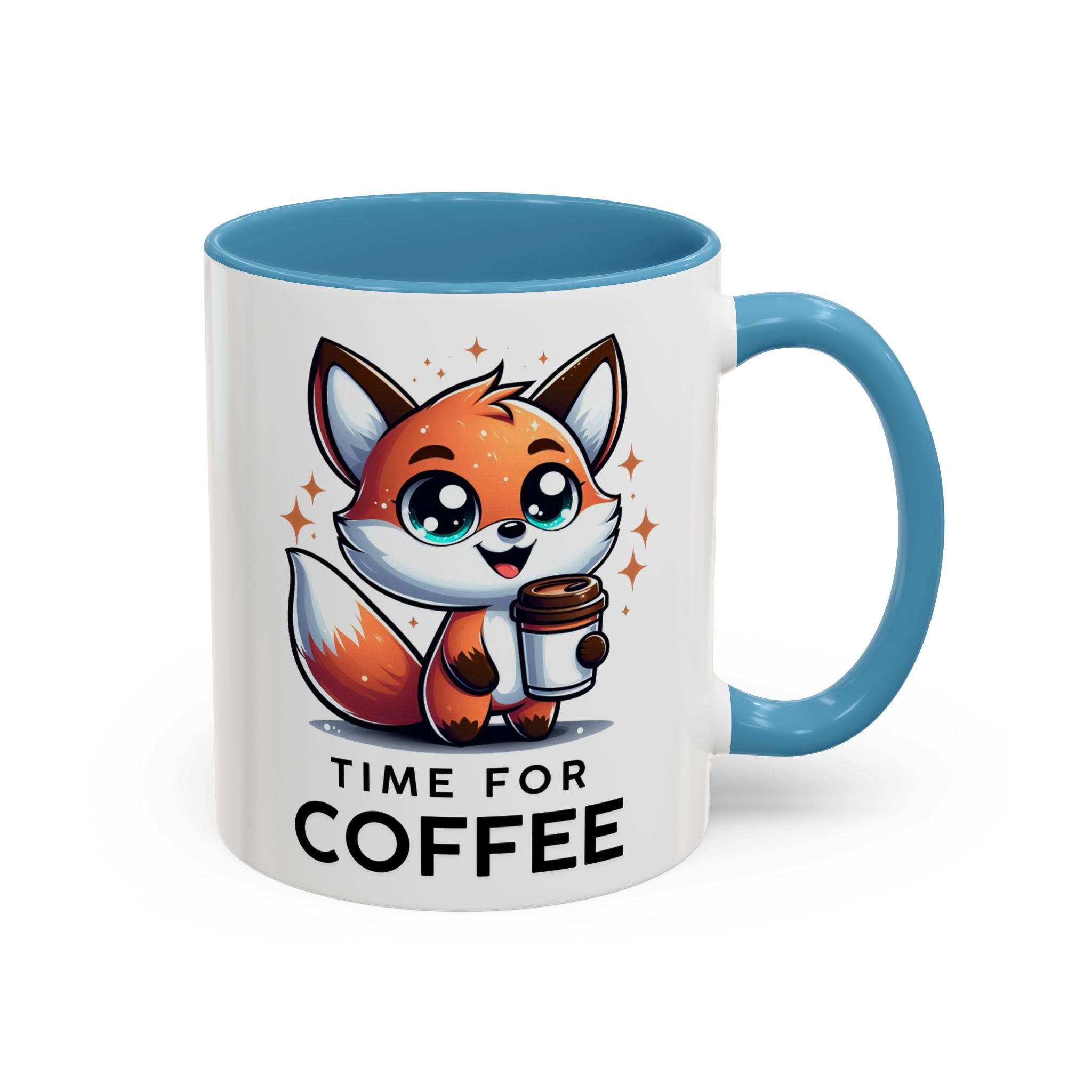 Cute Fox Coffee Mug - Time for Coffee, Animal Lover Gift, Fun Kitchenware, Personalize for Birthdays, Office Decor