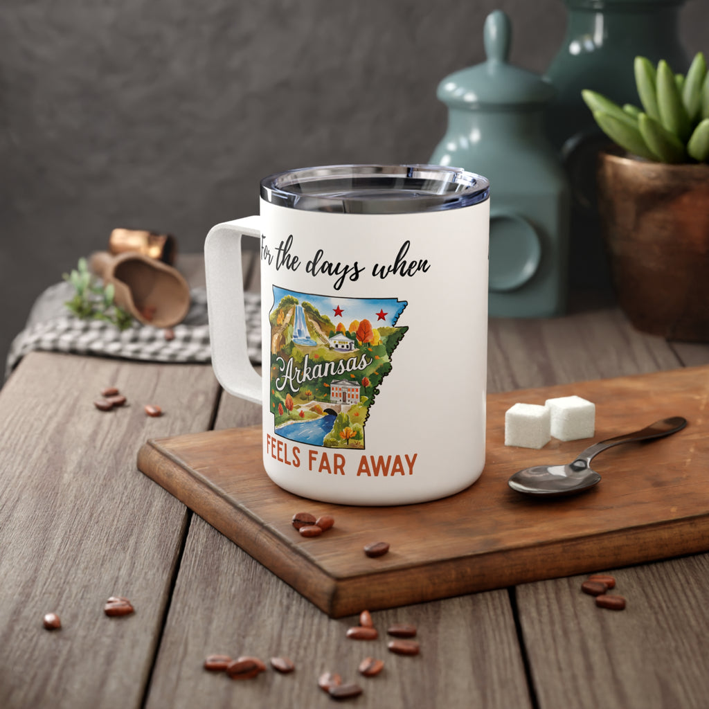 Arkansas feels far away Insulated Coffee Mug, Missing Arkansas Coffee tumbler, Homesick Mug