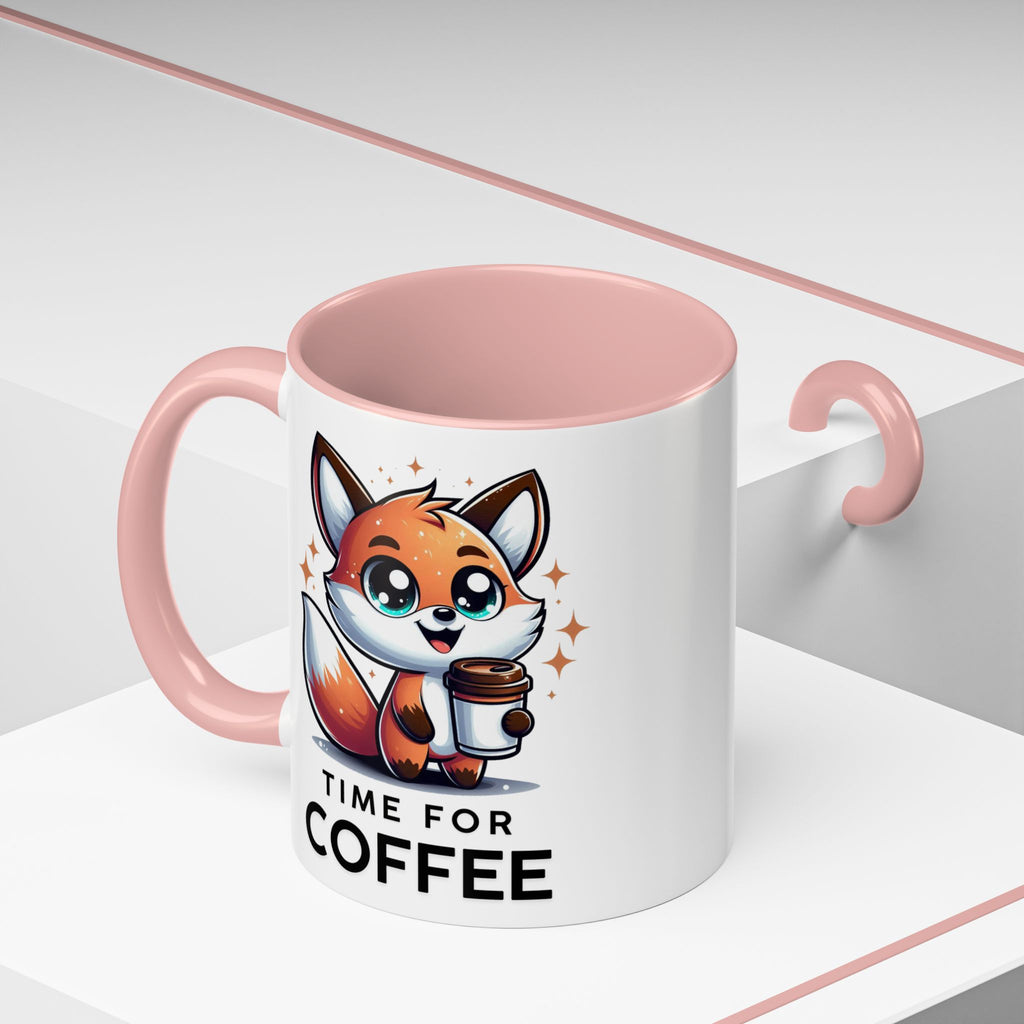 Cute Fox Coffee Mug - Time for Coffee, Animal Lover Gift, Fun Kitchenware, Personalize for Birthdays, Office Decor