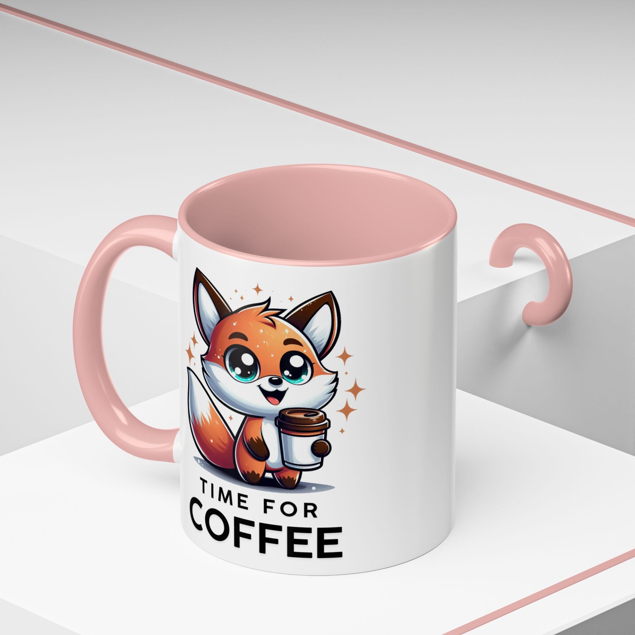 Cute Fox Coffee Mug - Time for Coffee, Animal Lover Gift, Fun Kitchenware, Personalize for Birthdays, Office Decor