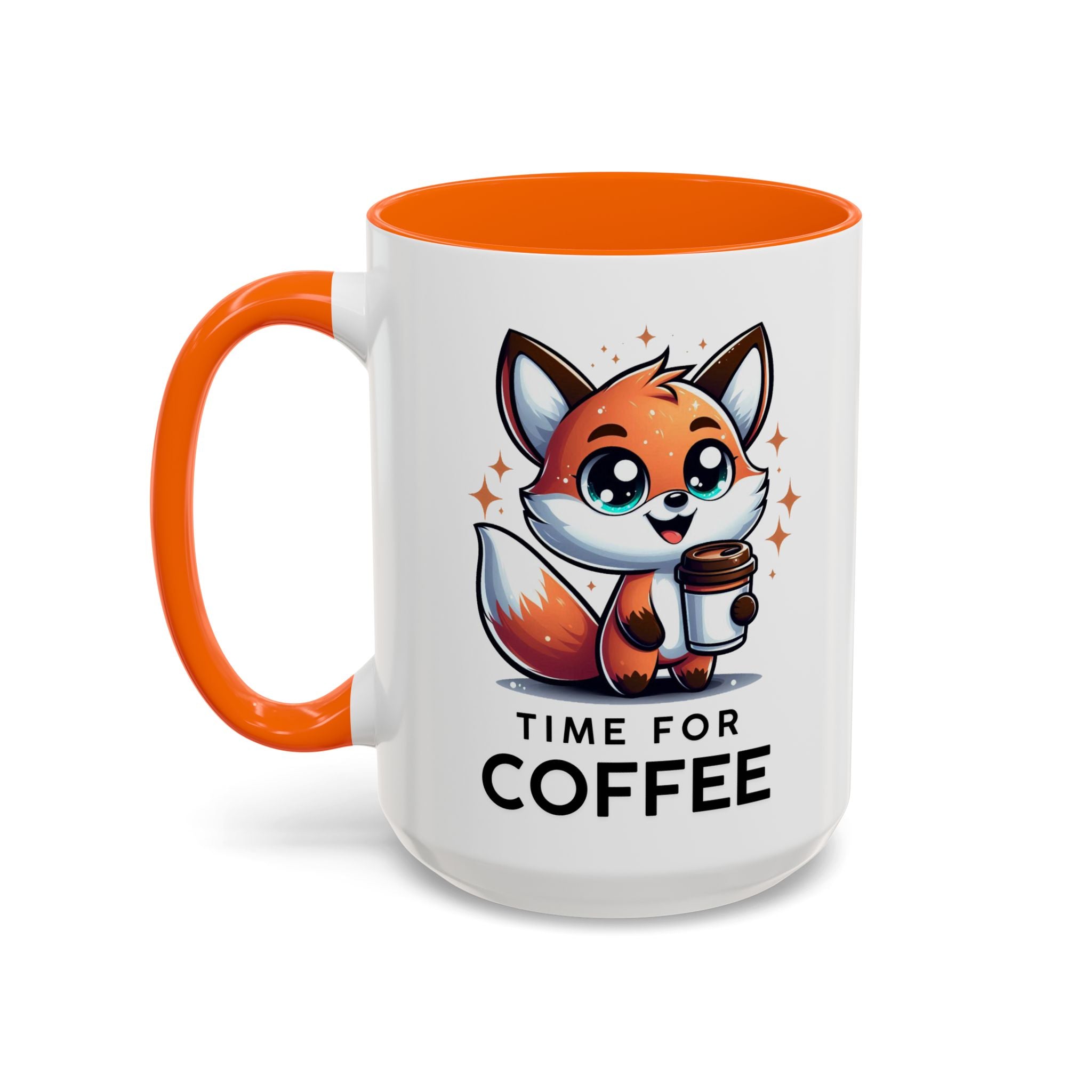 Cute Fox Coffee Mug - Time for Coffee, Animal Lover Gift, Fun Kitchenware, Personalize for Birthdays, Office Decor