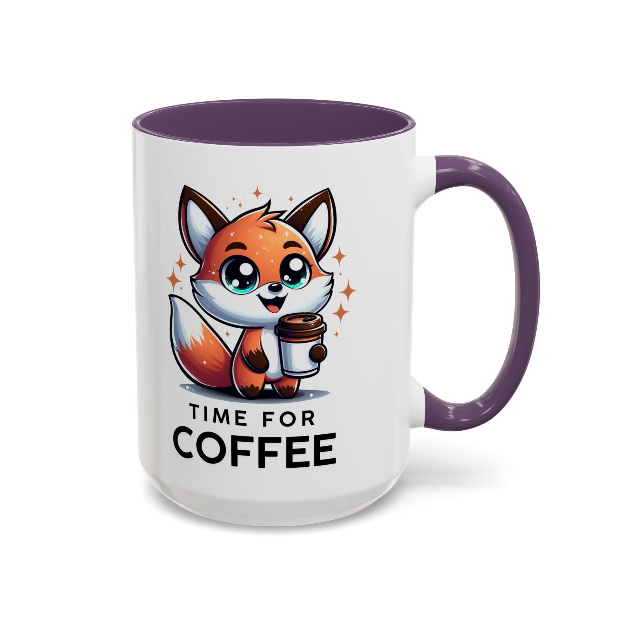 Cute Fox Coffee Mug - Time for Coffee, Animal Lover Gift, Fun Kitchenware, Personalize for Birthdays, Office Decor