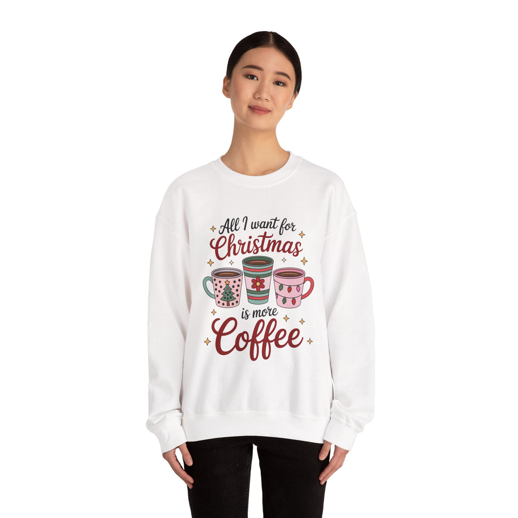Christmas Coffee Crewneck Sweatshirt, Unisex Holiday Fashion, Cozy Christmas Gift, Cute Sweater for Coffee Lovers, Seasonal Apparel
