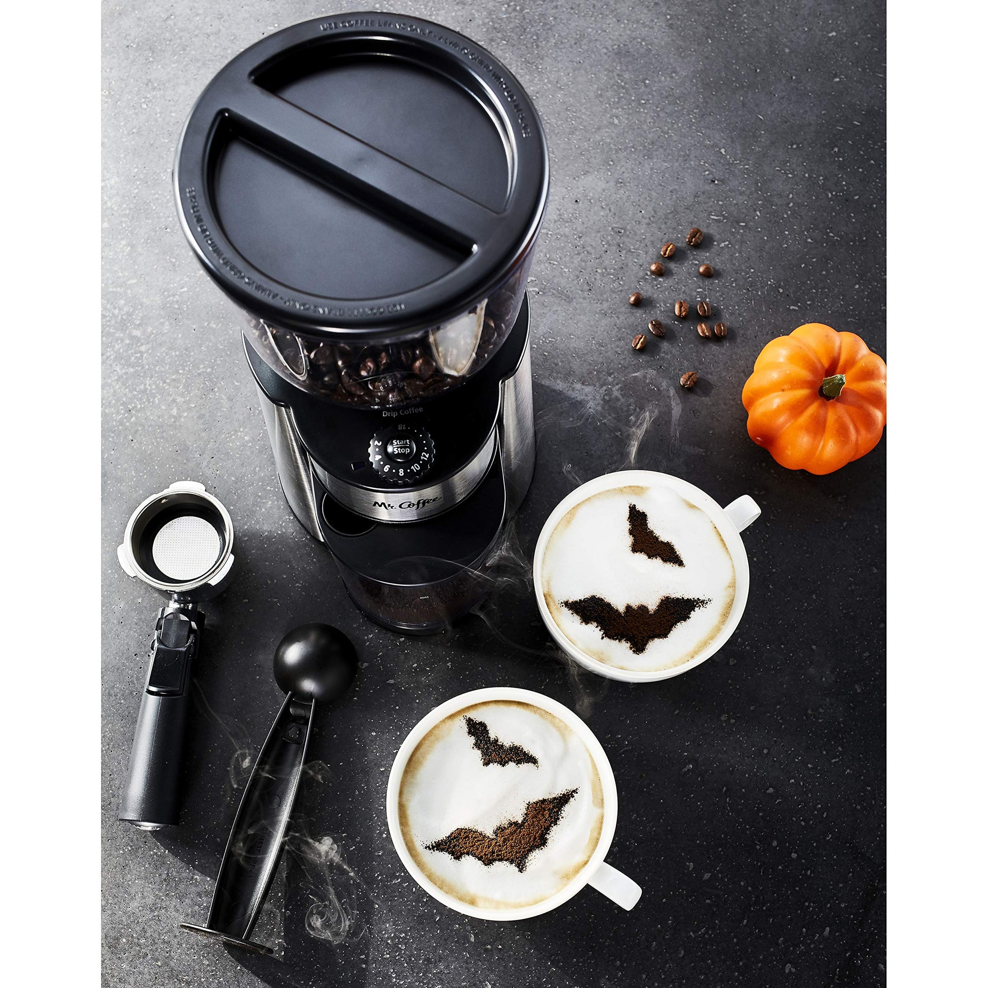 Mr. Coffee Automatic Burr Mill Coffee Grinder with 18 Custom Grinders Silver