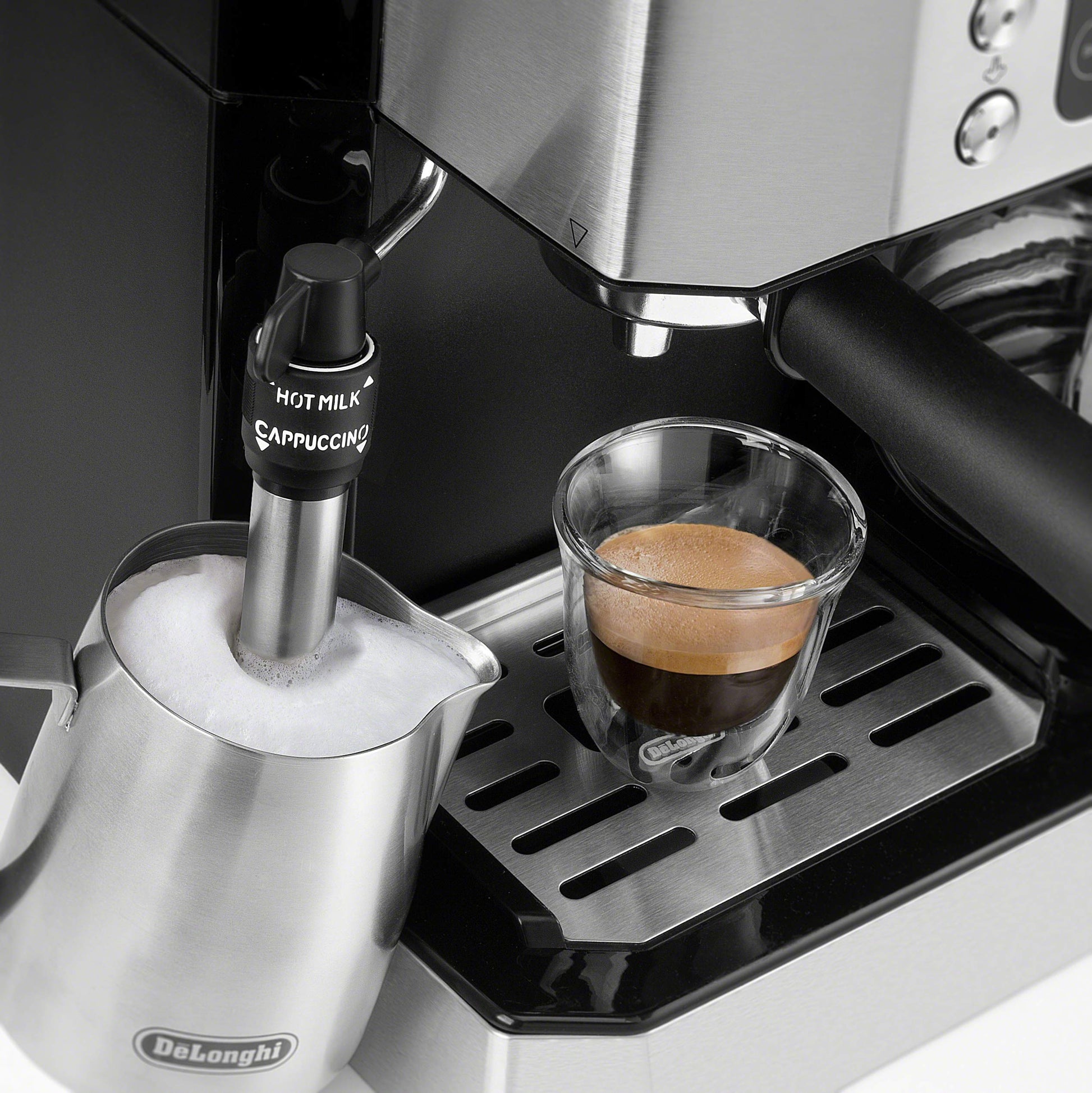 De’Longhi All-in-One Coffee and Espresso Maker Combo with Grinder, Milk Frother, Auto Timer & Dual Heating System – Espresso Machine & Drip Coffee Brewer – All-in-One Stainless Steel Barista Machine