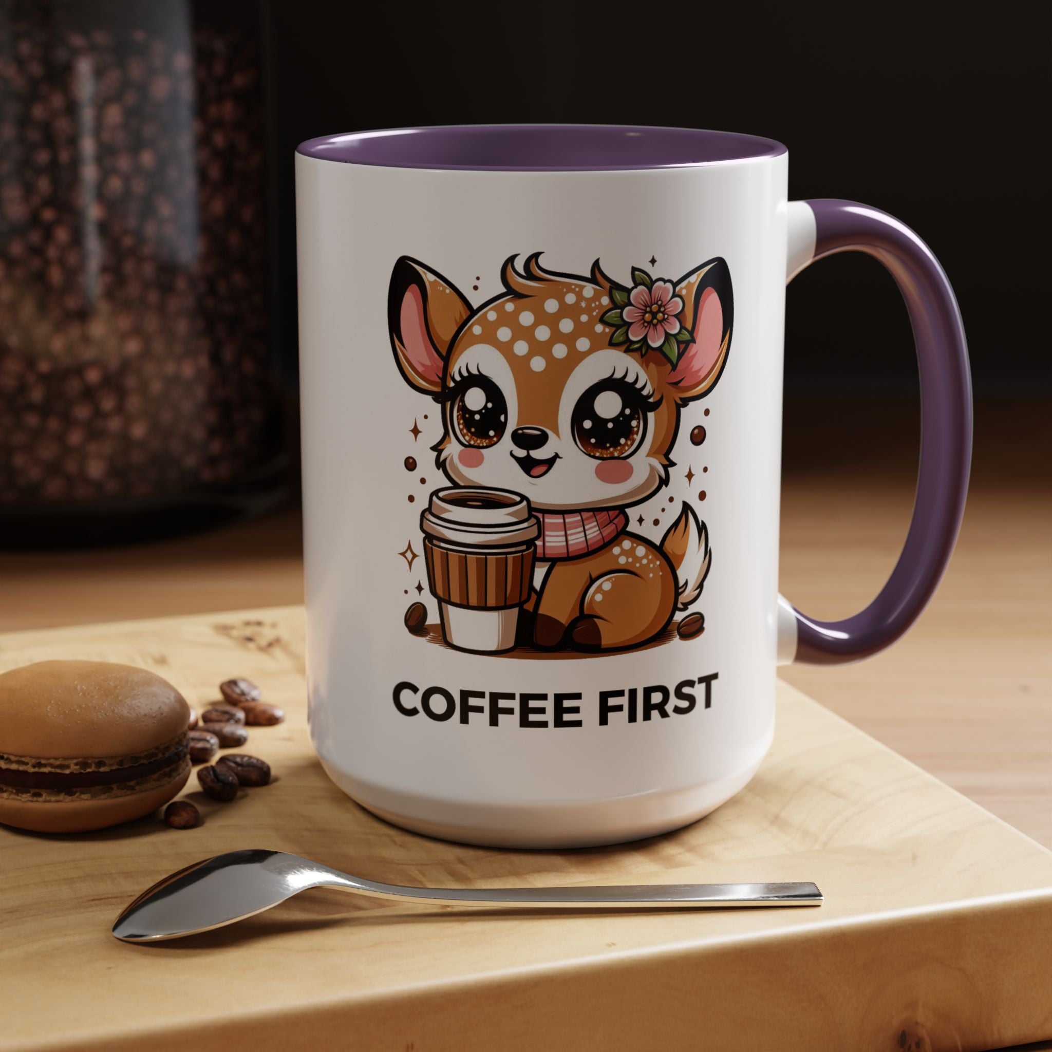 Cute Coffee Mug, Coffee First, Animal Lover Gift, Kawaii Mug, Adorable Animal Coffee Cup