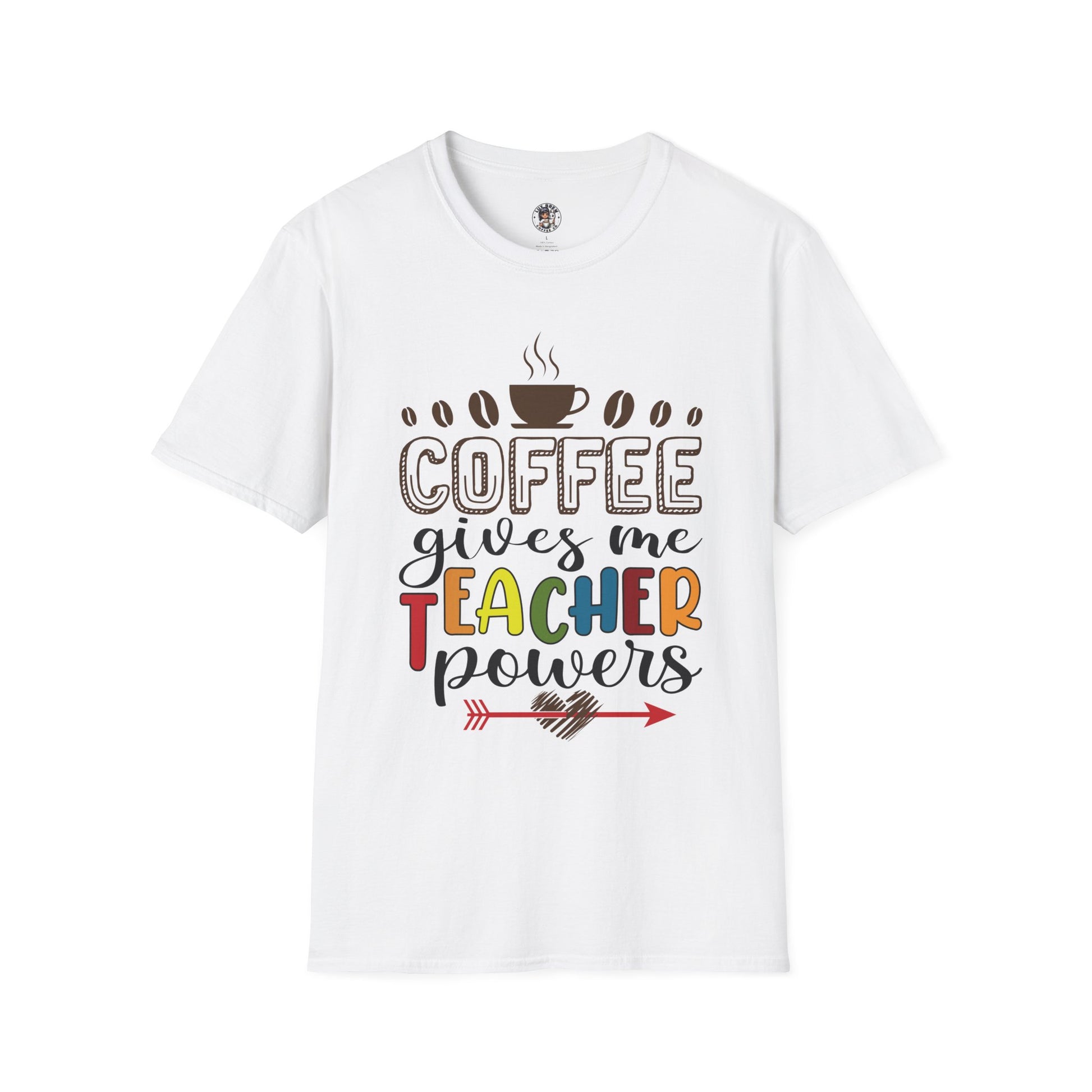 Coffee gives me Teacher Powers T-Shirt, Unisex Teacher Softstyle T-Shirt, Educator coffee lovers T-Shirt