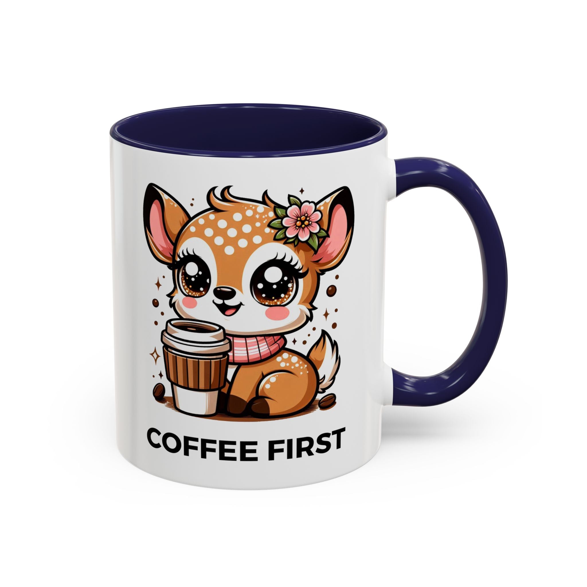 Cute Coffee Mug, Coffee First, Animal Lover Gift, Kawaii Mug, Adorable Animal Coffee Cup