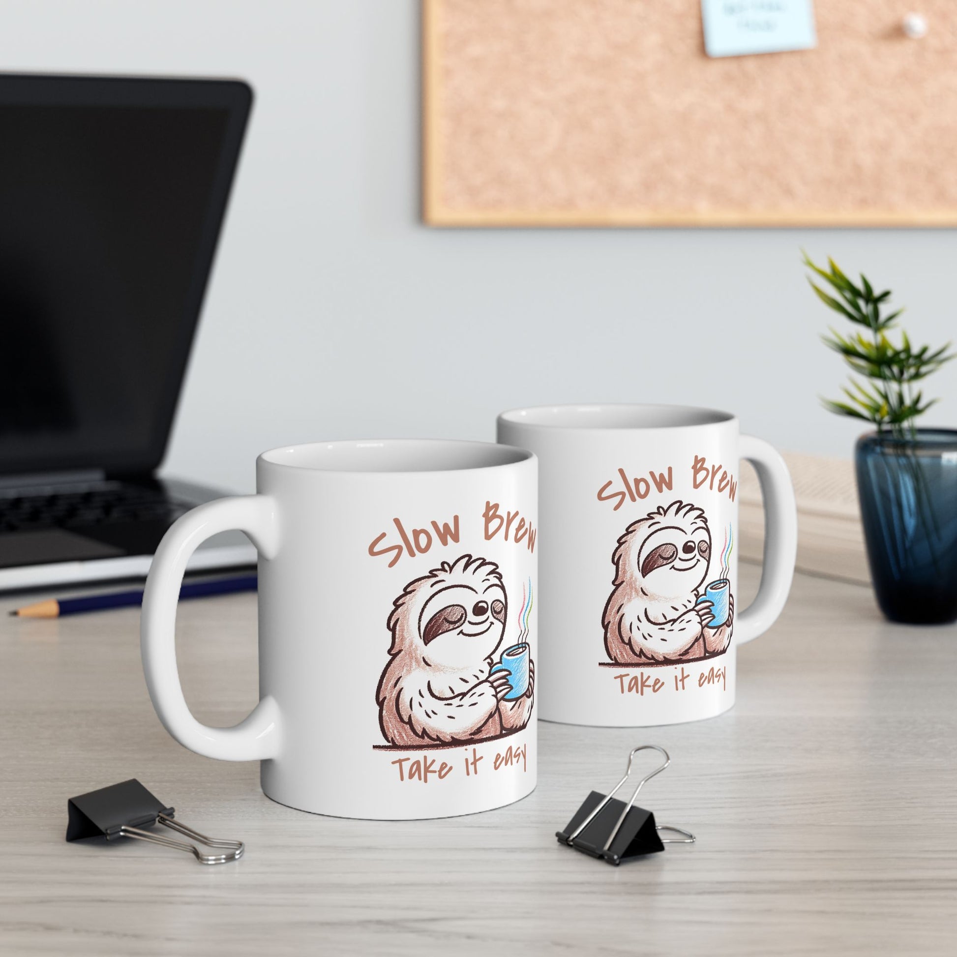 Slow Brew take it easy Ceramic Mug 11oz, Coffee Lovers Mug size 11oz