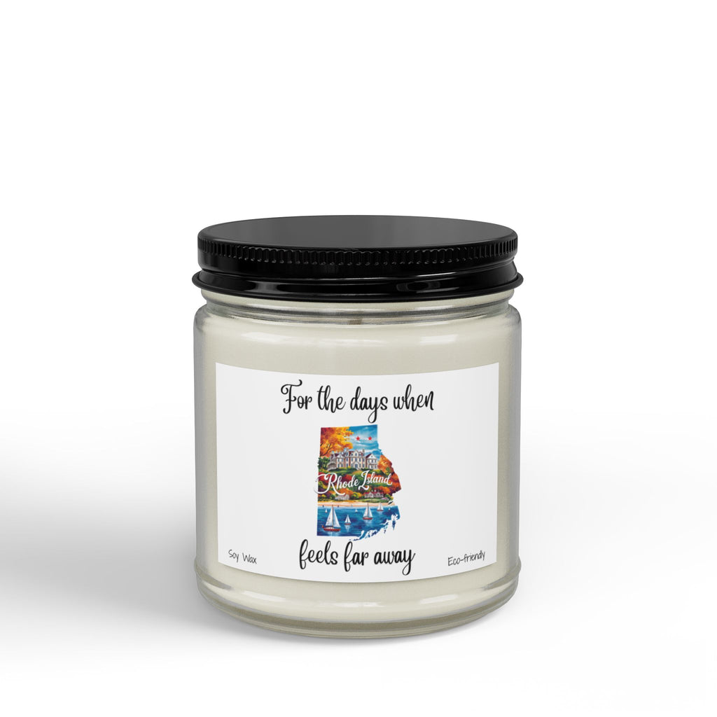 When Rhode Island feels far away, Homesick Rhode Island Gift, State Candle, Travel Gift, Scented Soy Candles Black Lid, Eco-friendly Gift