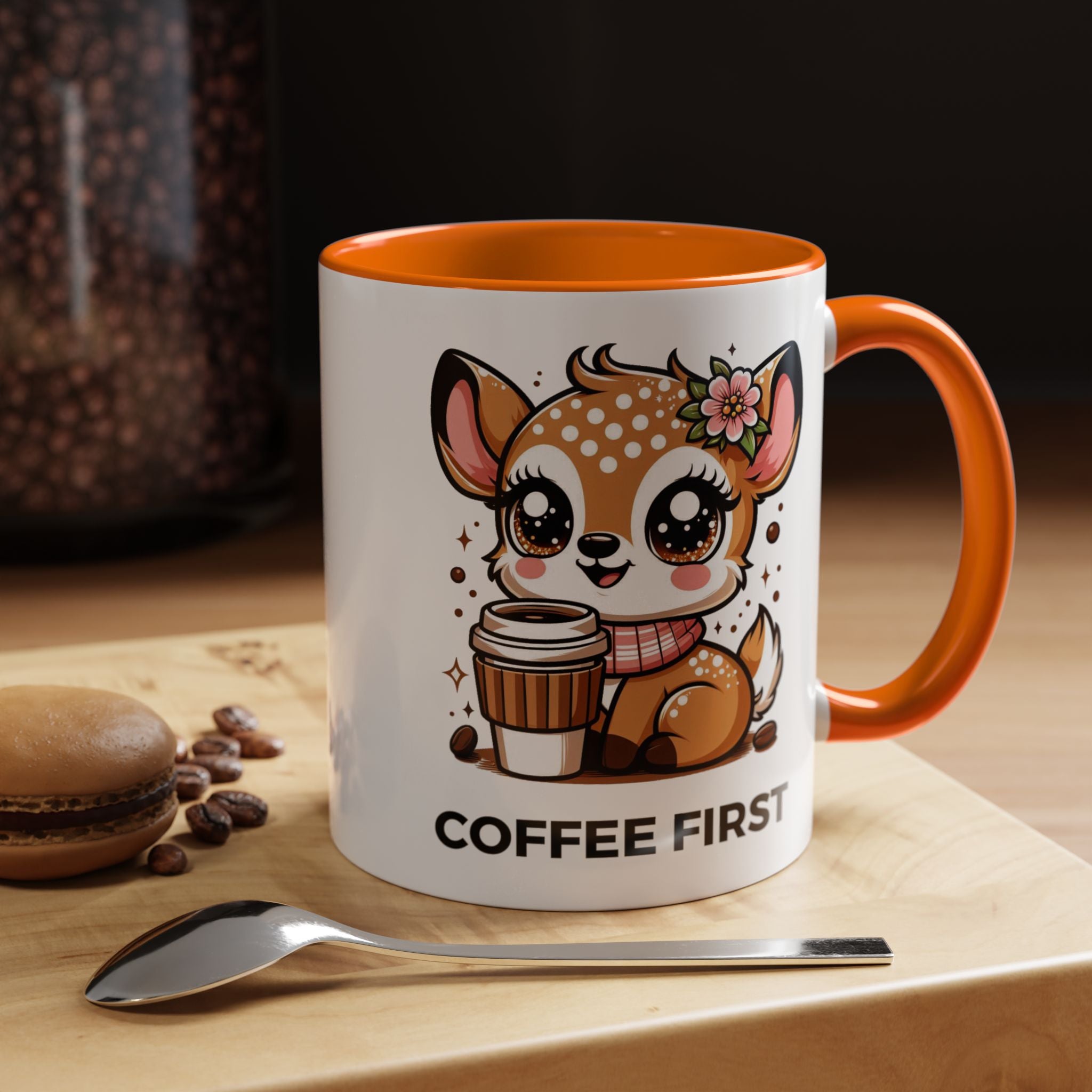 Cute Coffee Mug, Coffee First, Animal Lover Gift, Kawaii Mug, Adorable Animal Coffee Cup