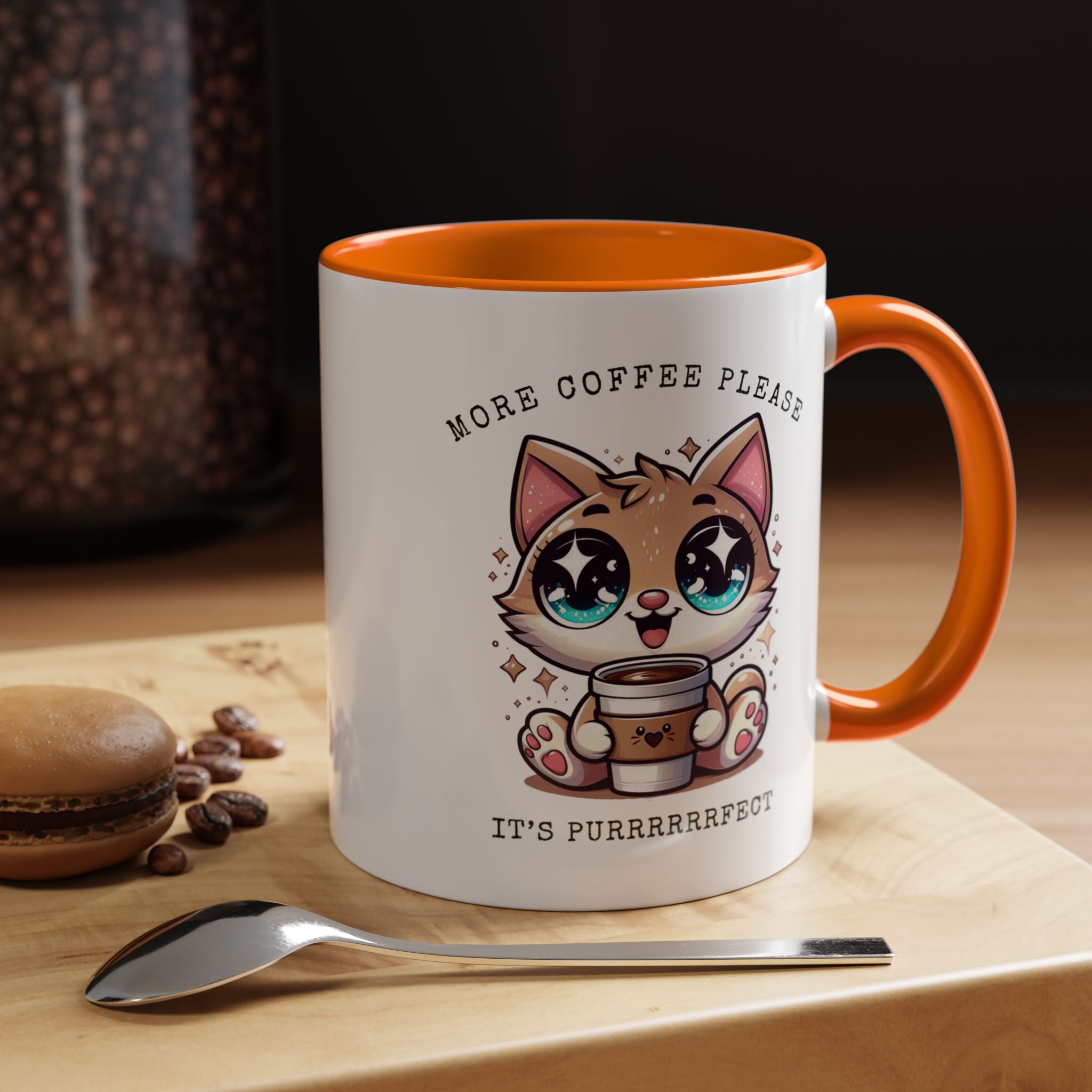 Cute Cat Coffee Mug - More Coffee Please, Adorable Gift for Cat Lovers, Fun Kitchen Decor, Perfect for Birthdays or Holidays