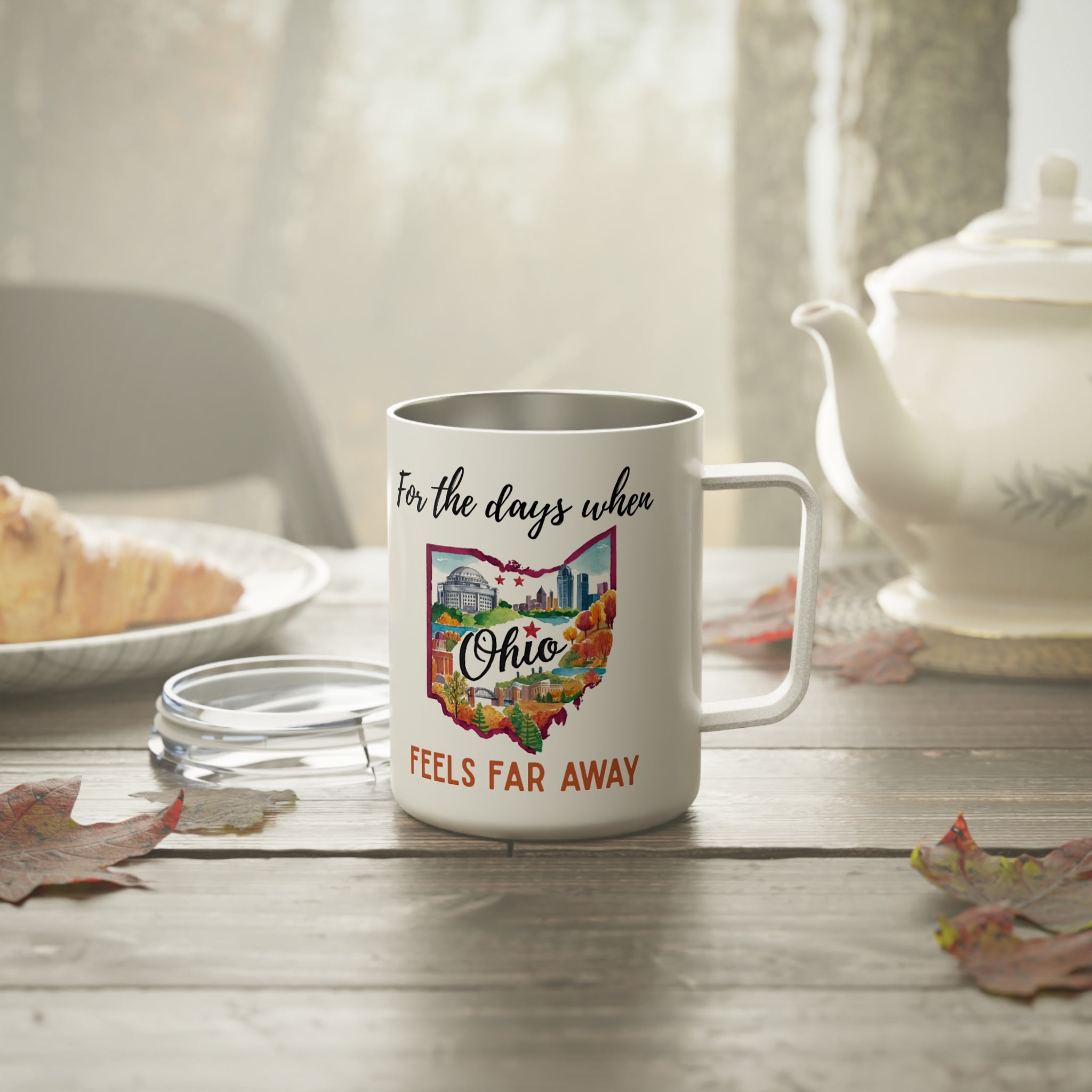 Ohio feels far away Insulated Coffee Mug, Missing Ohio Coffee tumbler, Homesick Mug