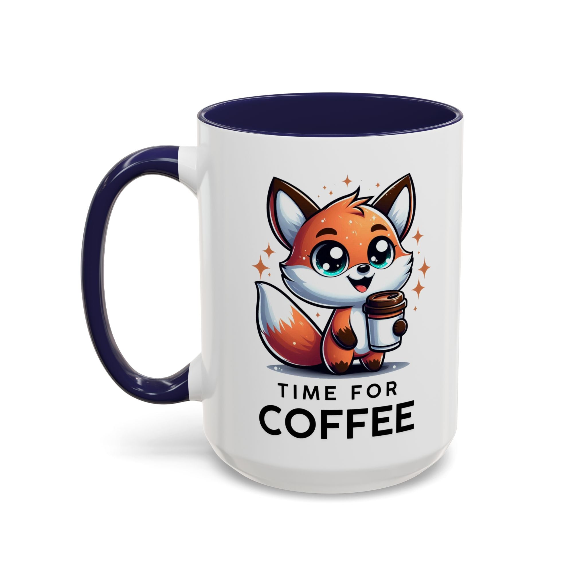 Cute Fox Coffee Mug - Time for Coffee, Animal Lover Gift, Fun Kitchenware, Personalize for Birthdays, Office Decor