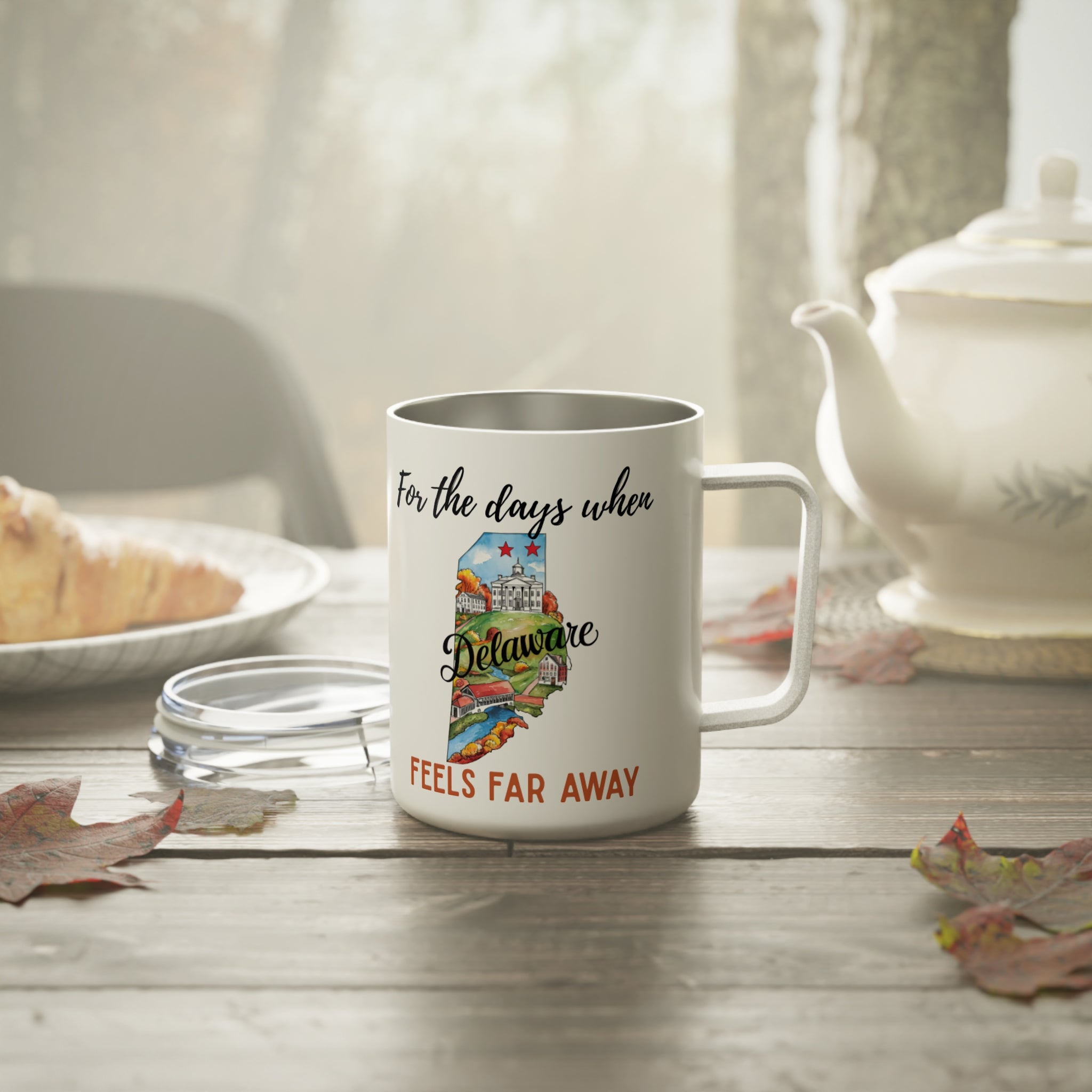 Delaware feels far away Insulated Coffee Mug, Missing Delaware Coffee tumbler, Homesick Mug