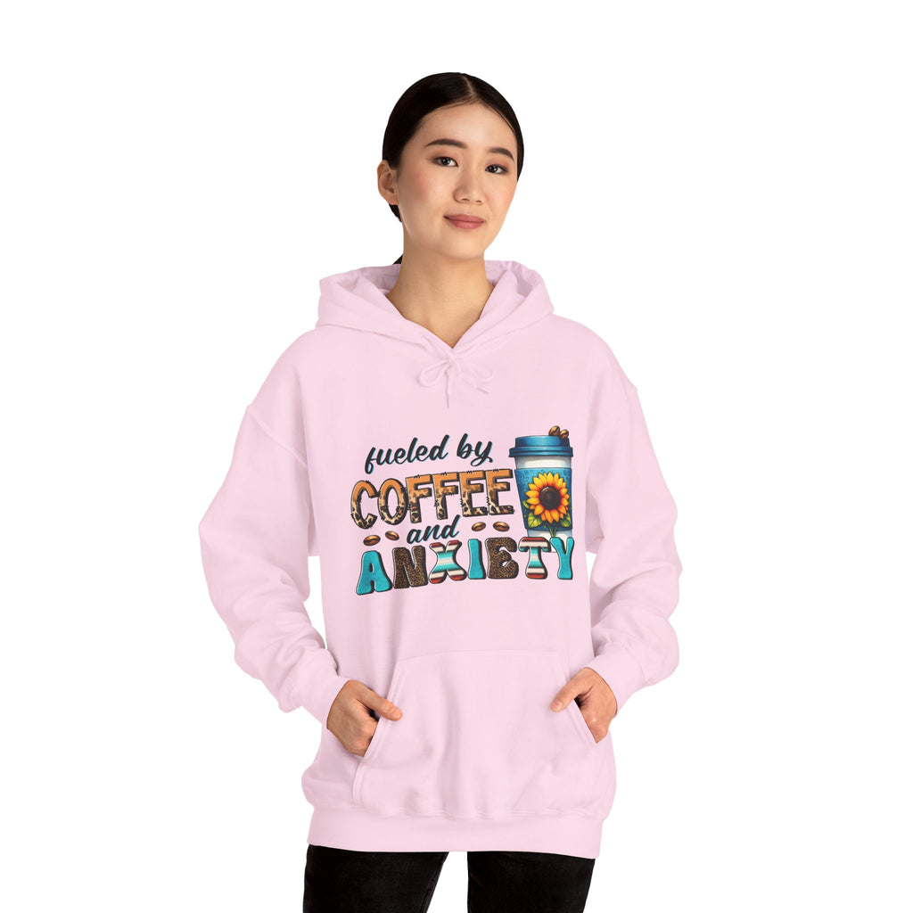 Fueled by Coffee and Anxiety Hoodie, Cozy Unisex Sweatshirt for Coffee Lovers
