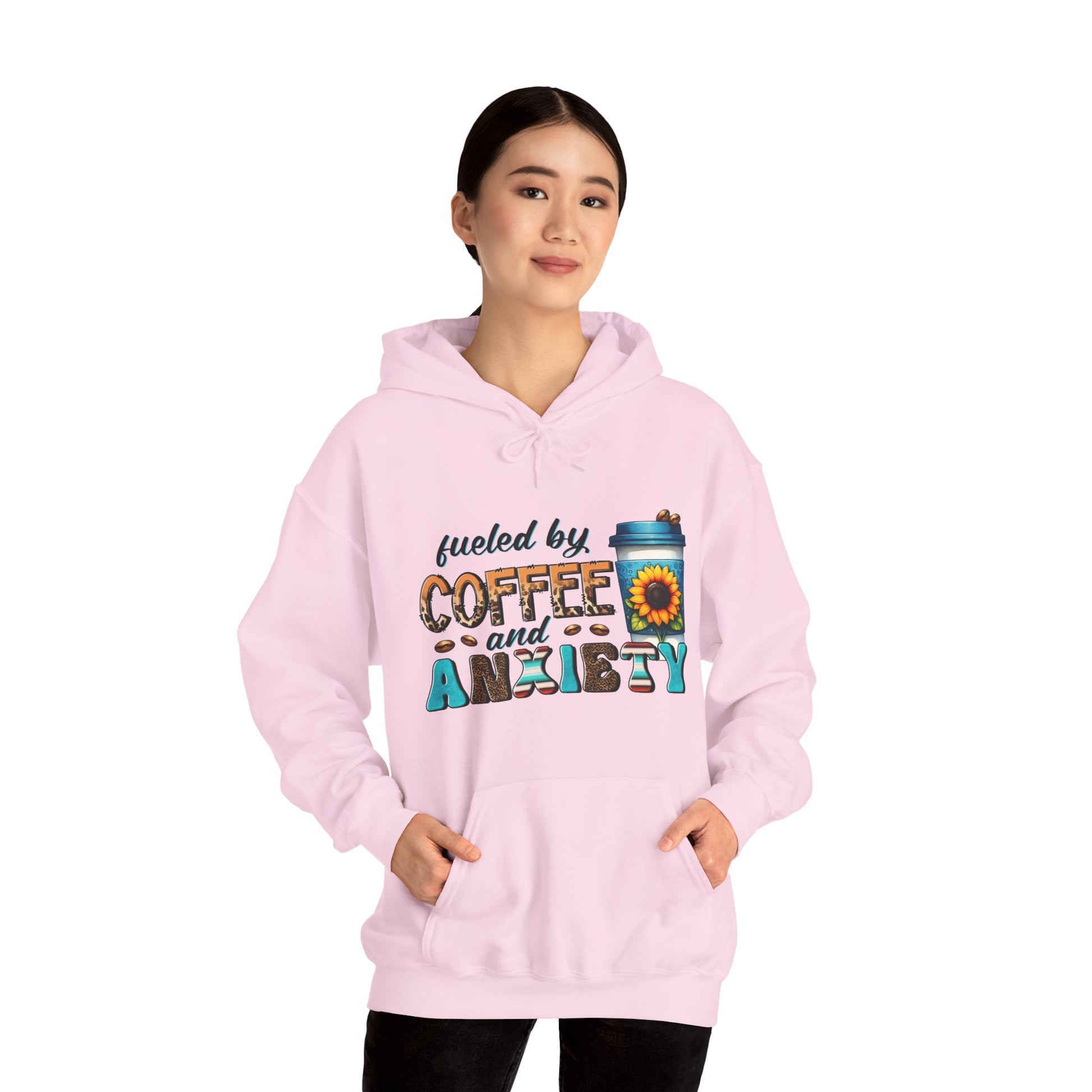 Fueled by Coffee and Anxiety Hoodie, Cozy Unisex Sweatshirt for Coffee Lovers