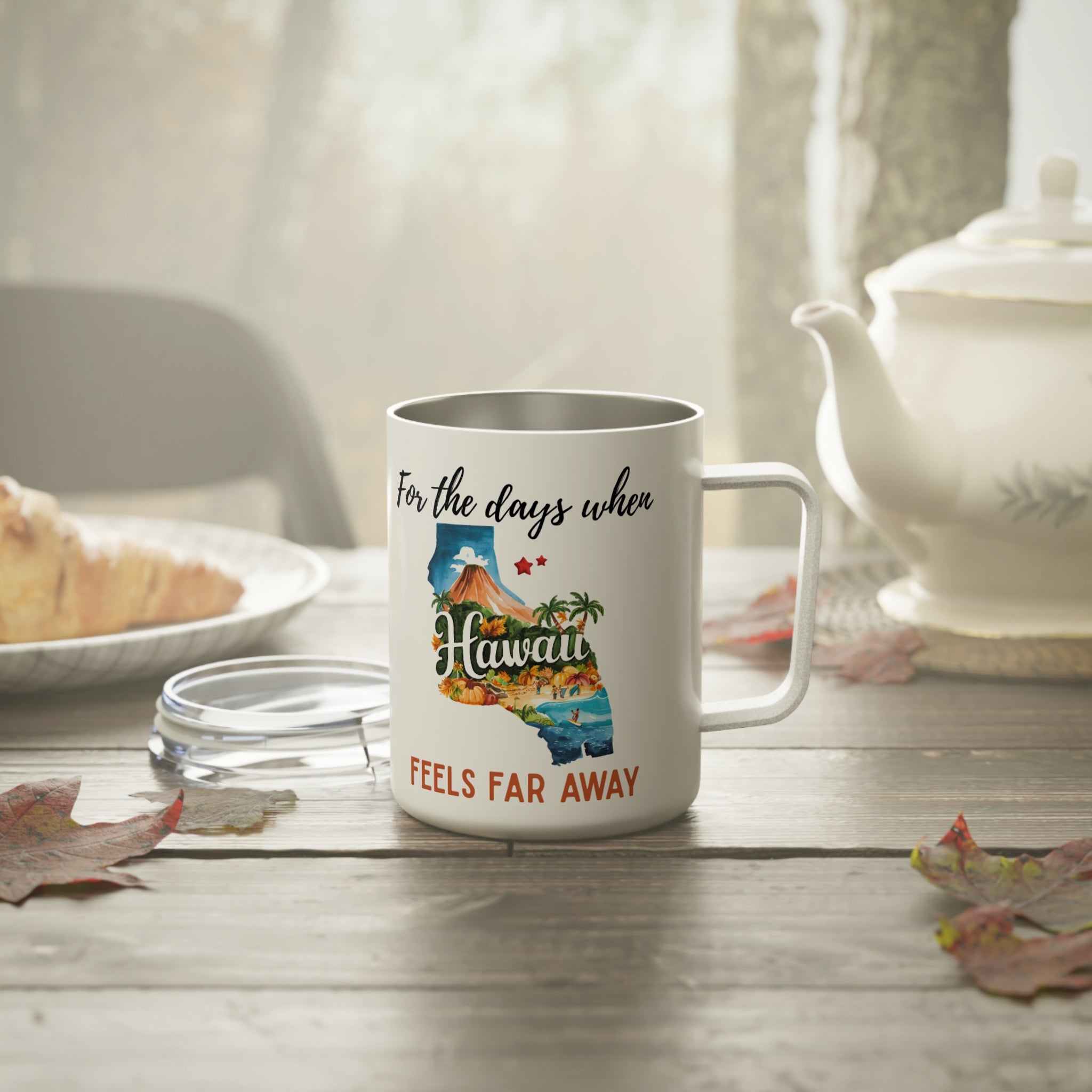 Hawaii feels far away Insulated Coffee Mug, Missing Hawaii Coffee tumbler, Homesick Mug