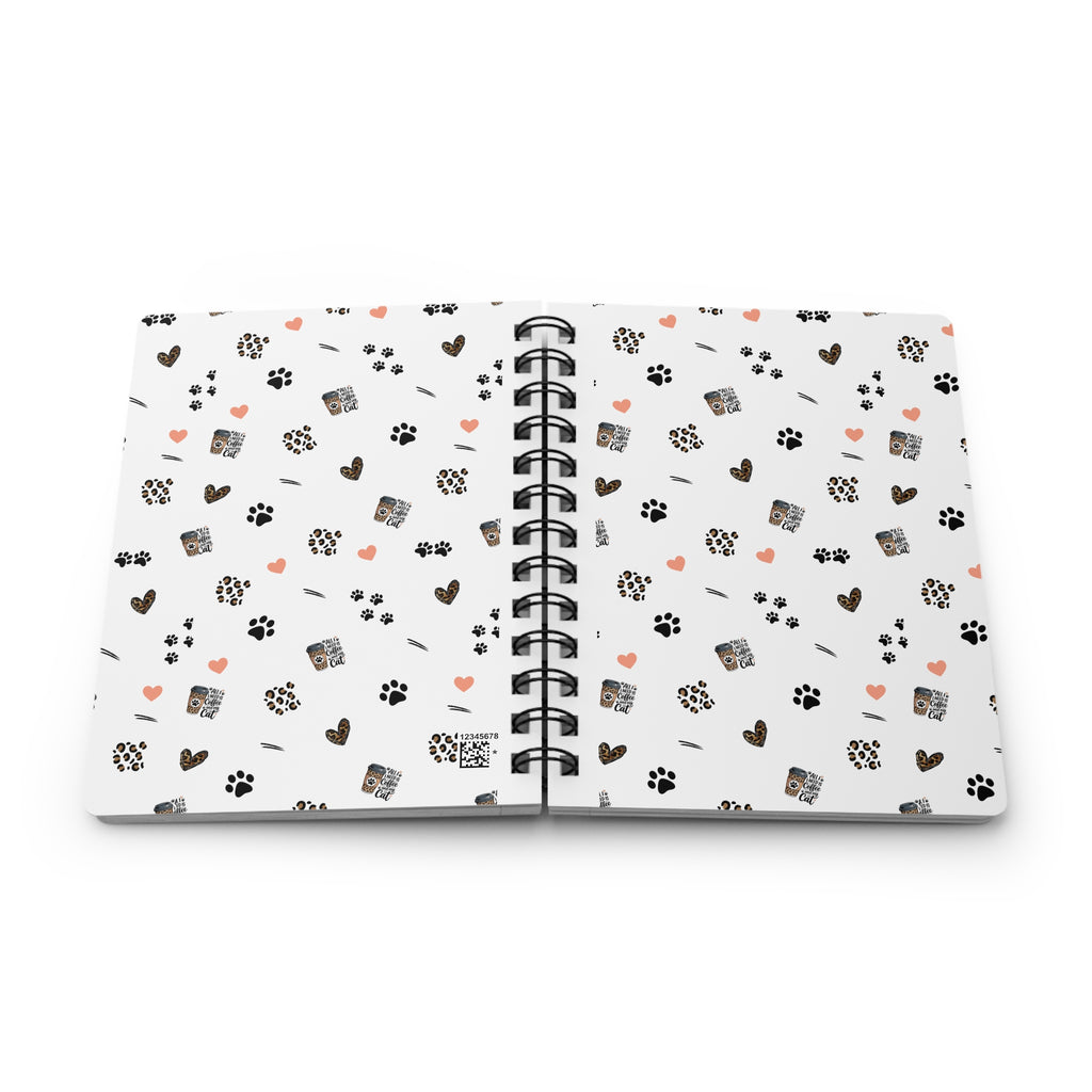 All I need is Coffee and my cat Journal, Cute Animal Print Spiral Bound Journal, Cute Notebook, Writing Journal