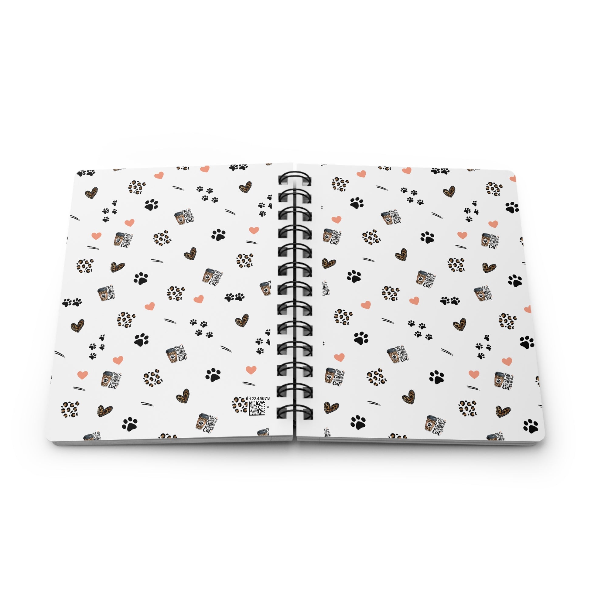 All I need is Coffee and my cat Journal, Cute Animal Print Spiral Bound Journal, Cute Notebook, Writing Journal