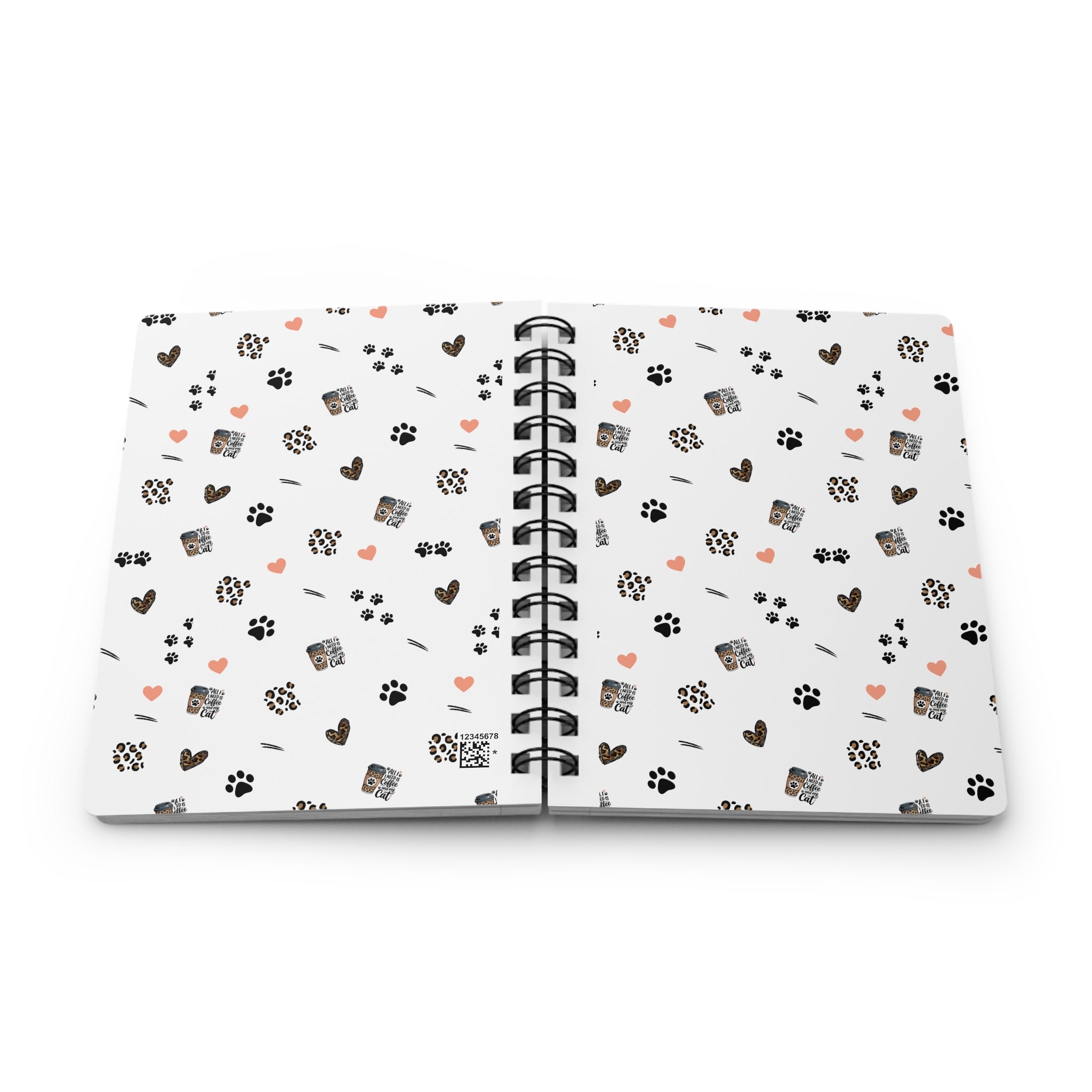 All I need is Coffee and my cat Journal, Cute Animal Print Spiral Bound Journal, Cute Notebook, Writing Journal